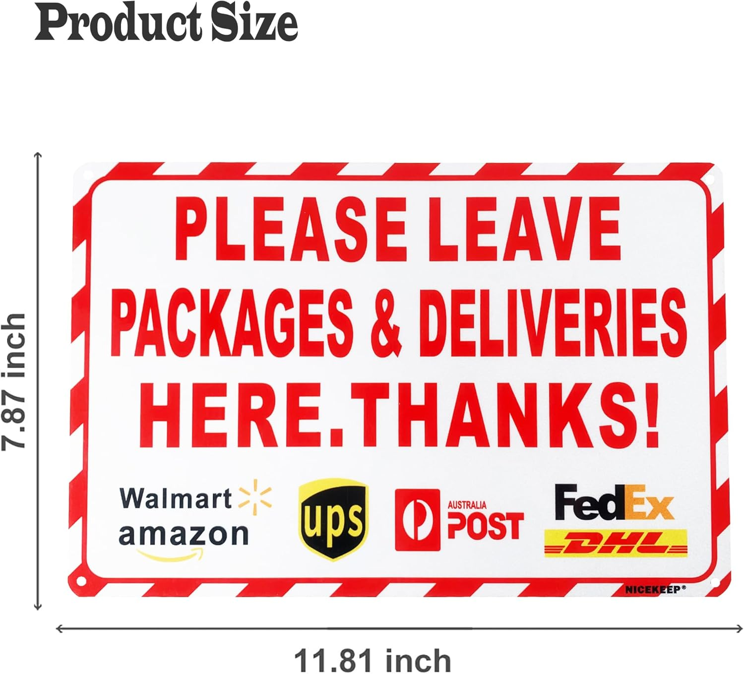 Nicekeep Package Delivery Sign for Outdoor Use - Please Leave Packages & Deliveries Here Thanks - 8X12 Inch Delivery Signs for Package