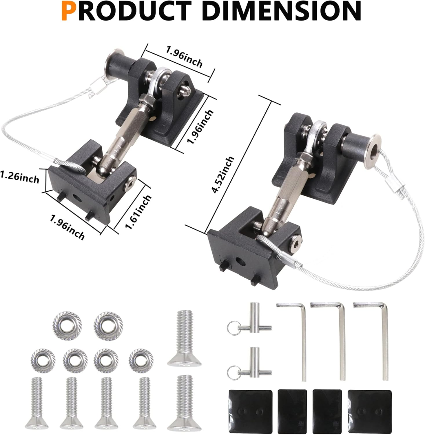 Aluminum Hood Latches Lock for 2007-2018 Jeep Wrangler JK JKU Hood Latch Safety Catch Locking Kit Replacement, Eliminate Hoods Flutter, 1 Pair Black with 2 Keys image number 4
