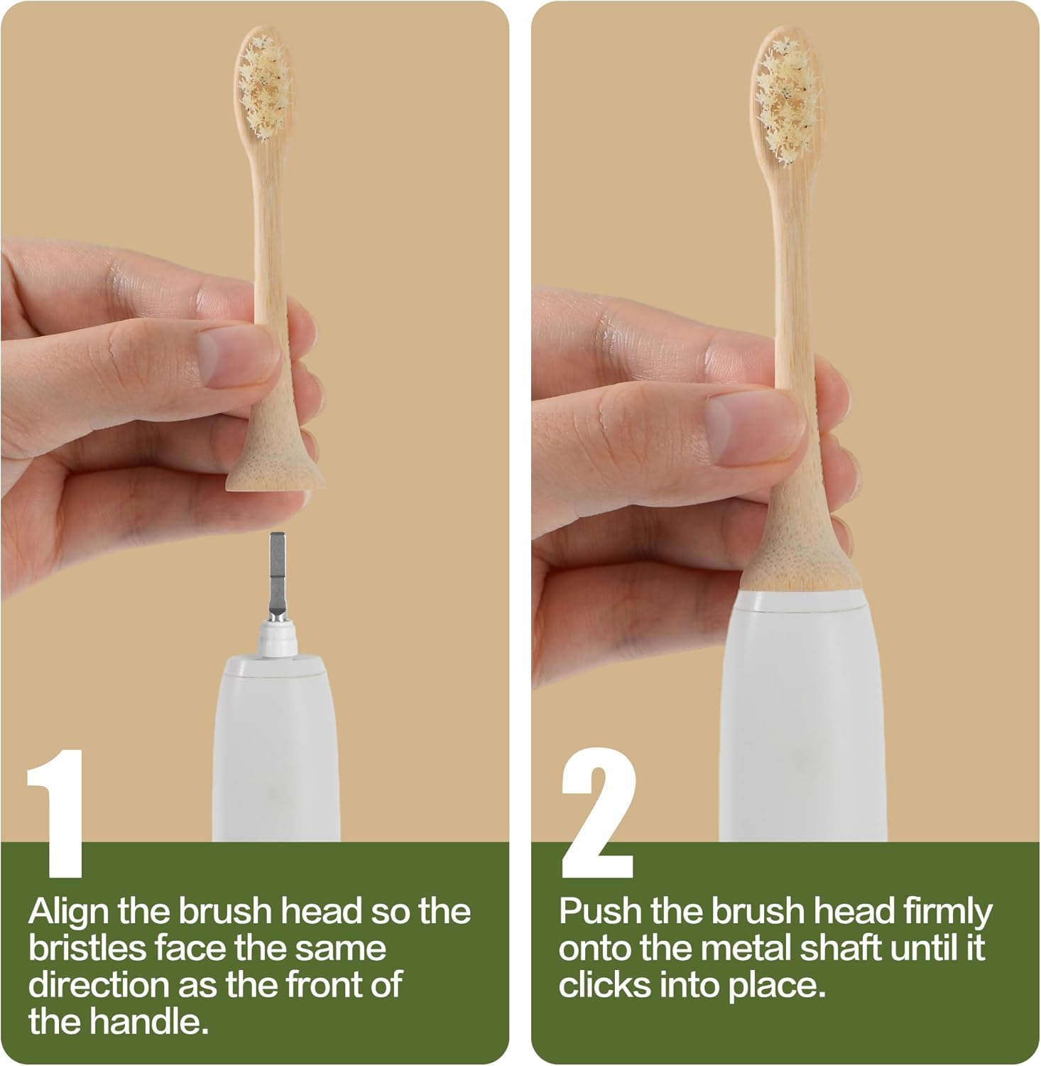 Gaia Guy Bamboo & Boar Bristle Electric Toothbrush Replacement Heads (4-Pack) - Uncoated Bamboo