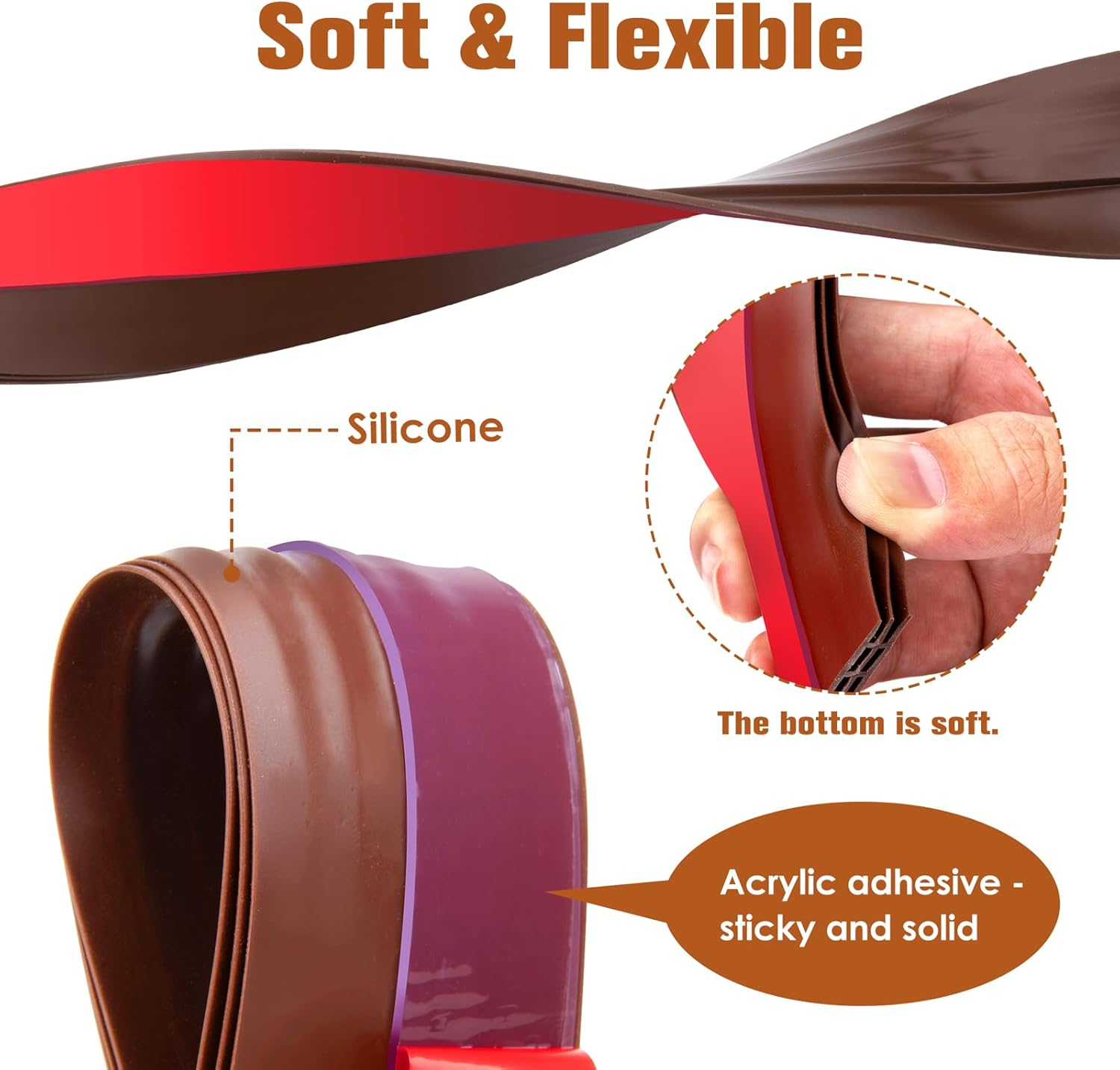 YOUSHARES Brown Door Seal - 2" Width X 39" Length Draught Excluder, Weather Stripping, Rubber Draft Sweep Stopper for Soundproof and Keep Warm (2 Packs) image number 1