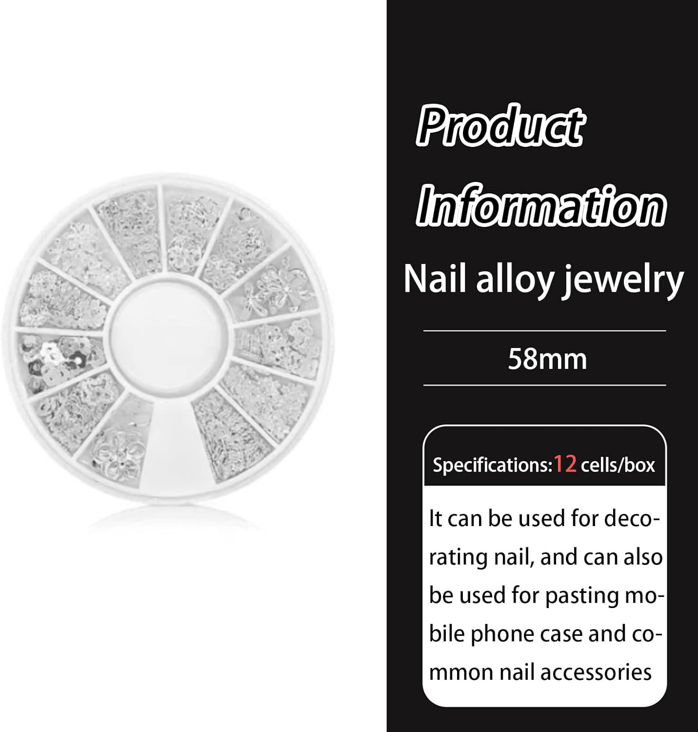 Silver Nail Charms 3D Nail Art Accessories Metal Nail Charms for Acrylic Nails, Hollow Heart Nail Charms 3D Nail Art Decoration with Nail Packaging Boxes(3 Boxes)，Diy Nail Stuff for Nail Techs