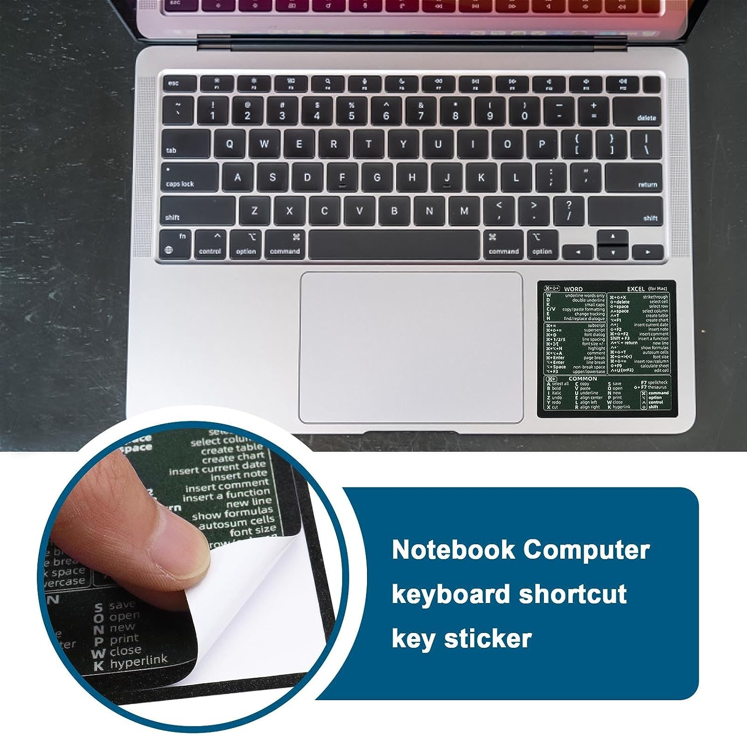 Ecsing 2 Sets Quick Reference Keyboard Shortcut Stickers M-A-C OS (M/Intel) & Word/Excel (For M-A-C) Waterproof Vinyl Decals for Laptop Computer Desktop Keyboards image number 5