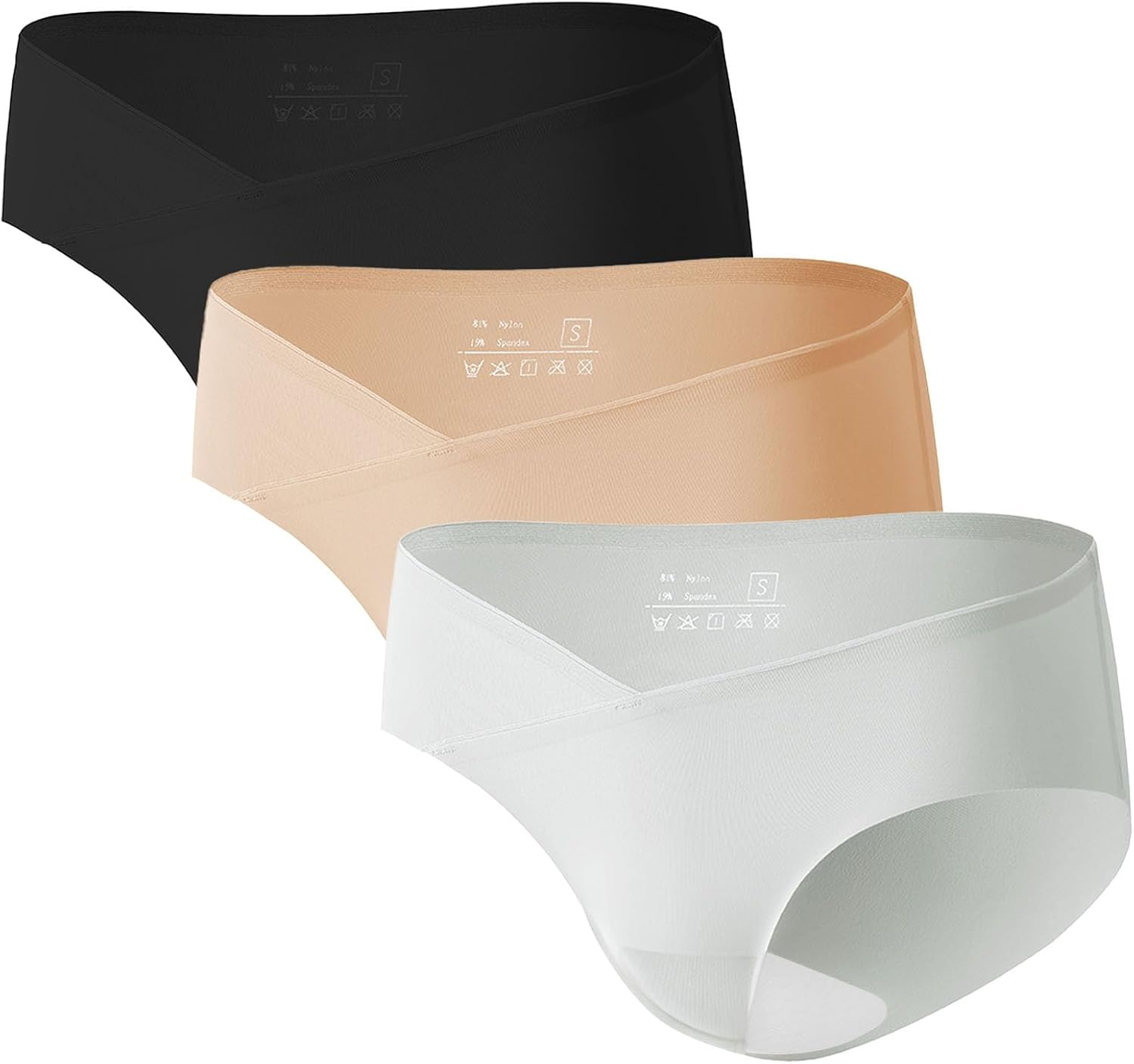 Angelhood Seamless Maternity Underwear for Women, Pregnancy Postpartum Panties No Show Bikini under Bump Pack of 5, 3