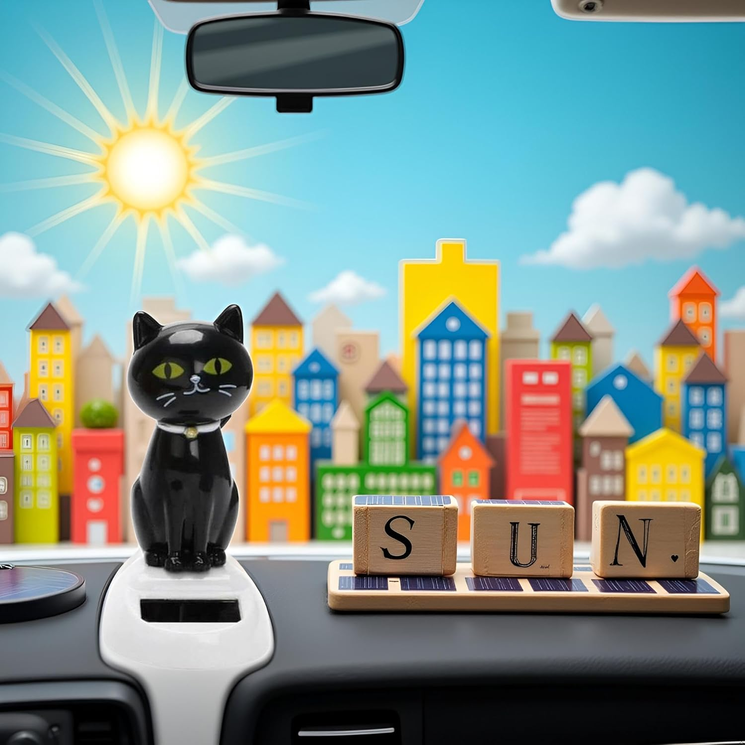 Black Solar Cat Dancing Cat Figure Car Ornament,Dancing Ornaments Solar Powered Car Dashboard Interior Decoration Desktop Decor Gift Window Party Car Desk Home，Learning and Education image number 6