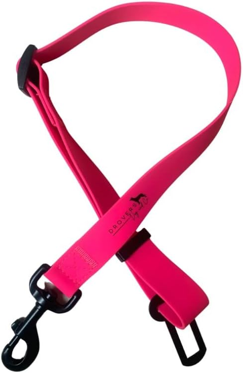 DROVERS Dog and Co Biothane Seat Belt Strap - Adjustable- Dogs- Puppies- Pet Seat Belt Tether - Universal Seat Belt (Pink)