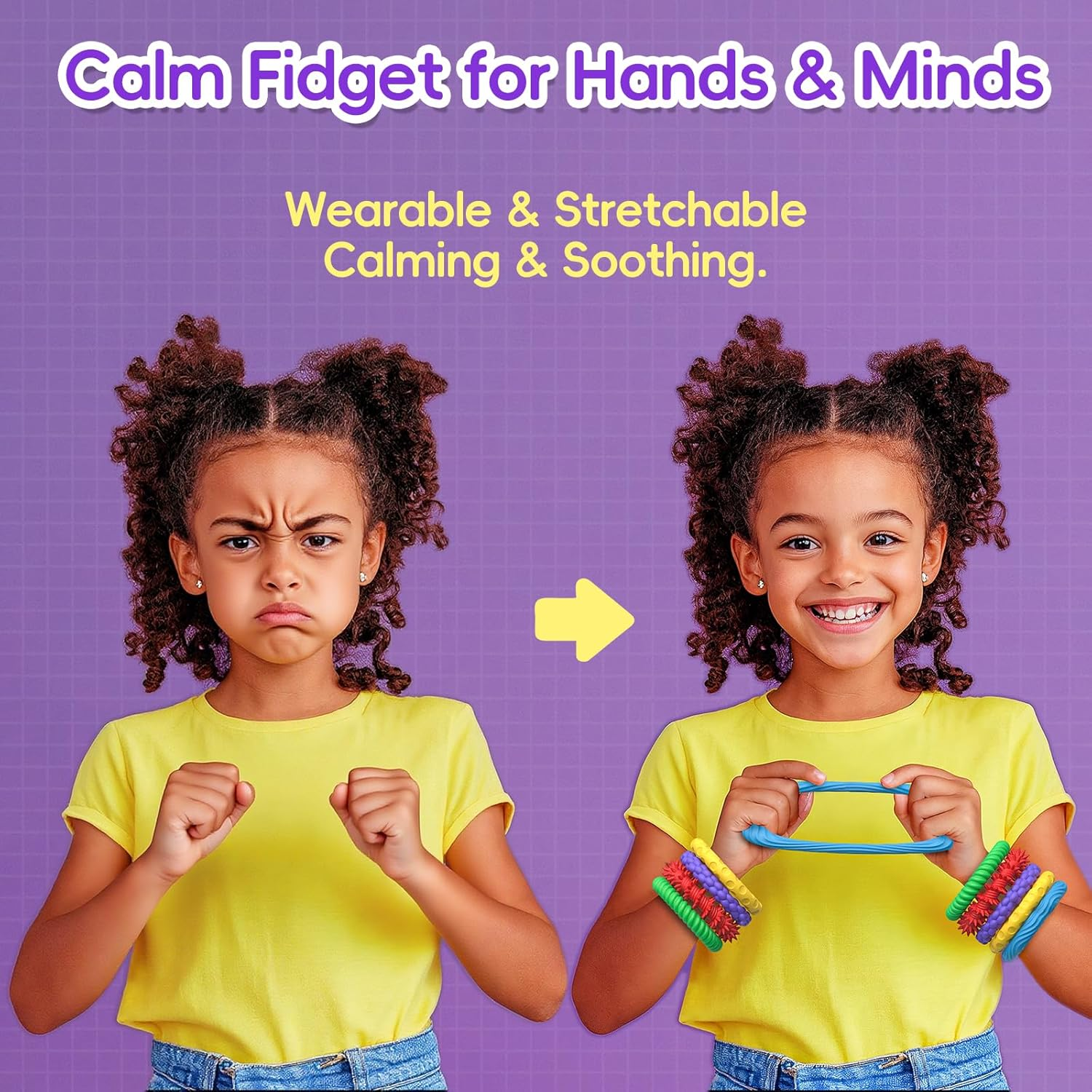 5Pcs Stretchy Sensory Fidget Bracelet Toy for Kids - Chewable Quite Fidget for Autism, ADHD, Anxiety Relief, Special Needs, Classroom Prizes, Calm down Toy for Toddler,Birthday Gift Party Favors image number 2