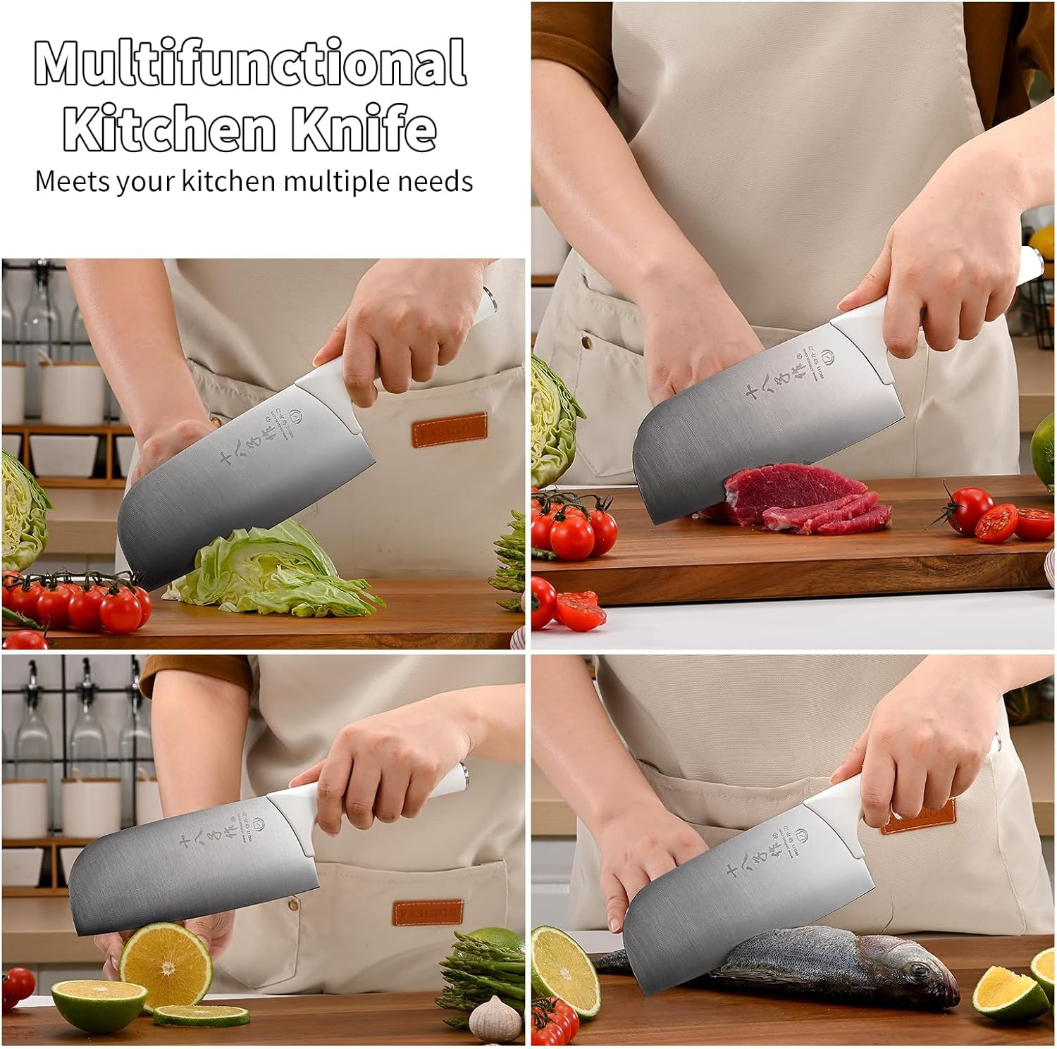 SHI BA ZI ZUO Meat Knife High Carbon Steel Chef Knife for Effortless Cutting and Slicing,Professional Kitchen Knife with Anti-Slip Plastic Handle image number 3