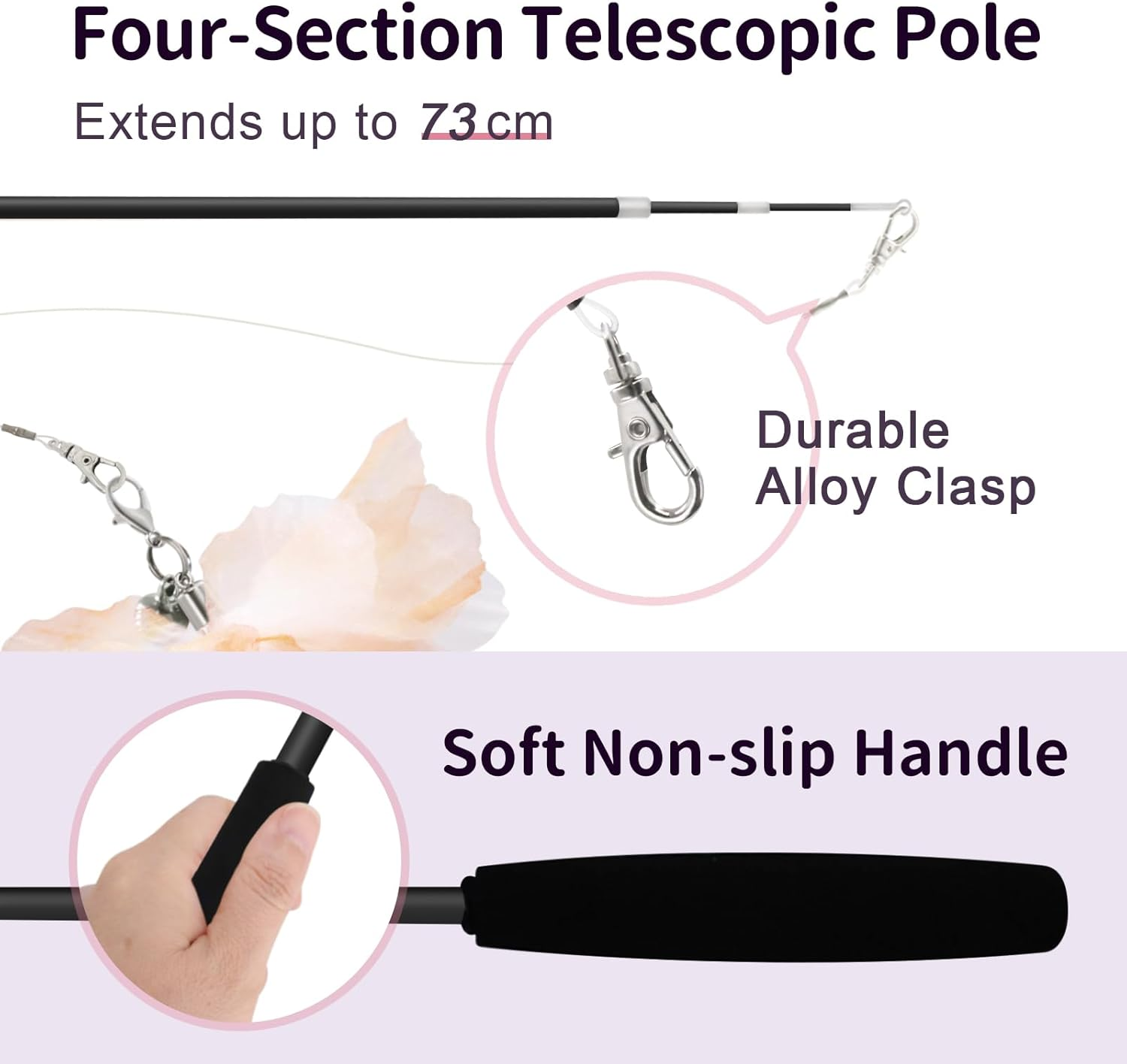 SONGWAY Cat Toys Flower with Wand, Interactive Cat Feather Toy Set - Retractable Teaser Wand with 6 Pcs Feather Refills with Bell, Cat Wand Toys for Indoor Cats Kittens Play Chase Exercise, image number 1