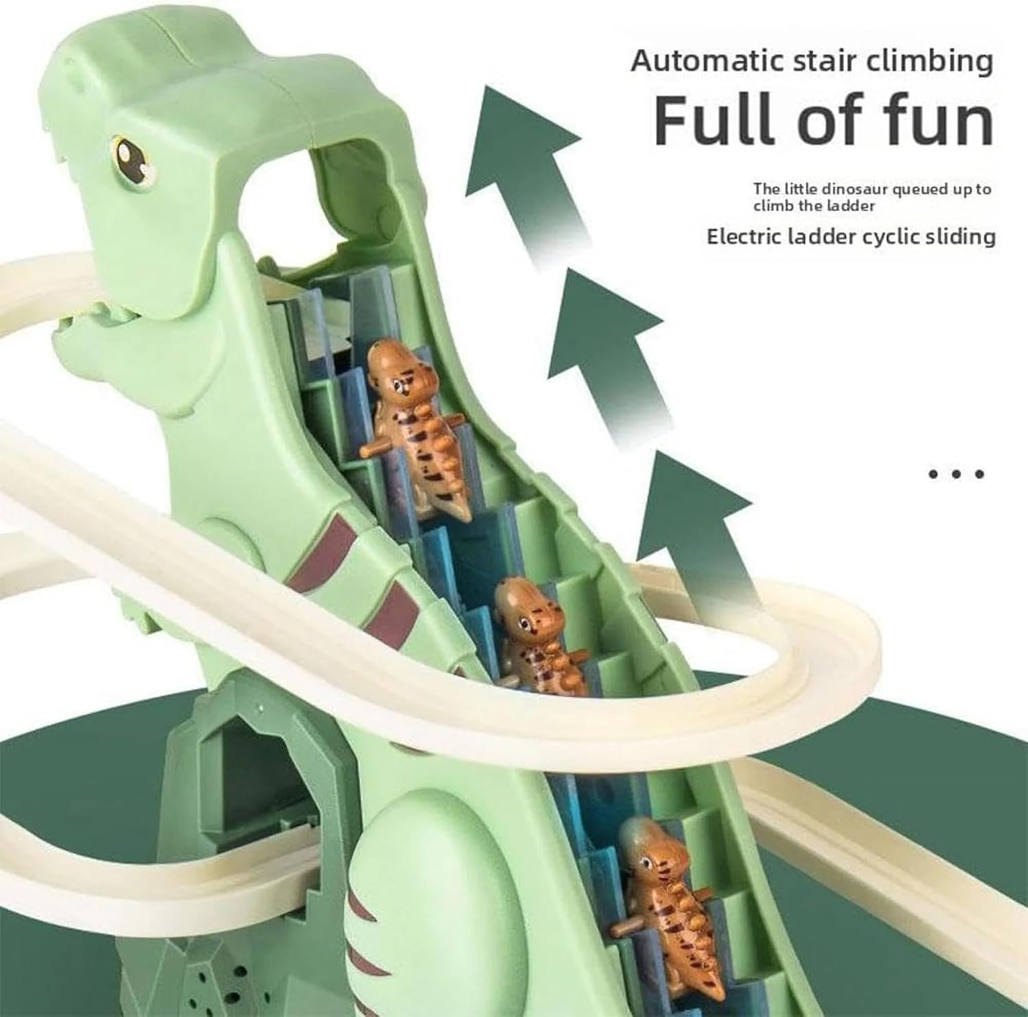 Dinosaur Roller Coaster Toy Electric Puzzle Walk Dino Chase Ramp Connect Racetrack Build Own Slide Indoor Climb Stair Musical Playset Fun Electronic Kid Toddler Child Boy Adventure Interactive Game image number 1