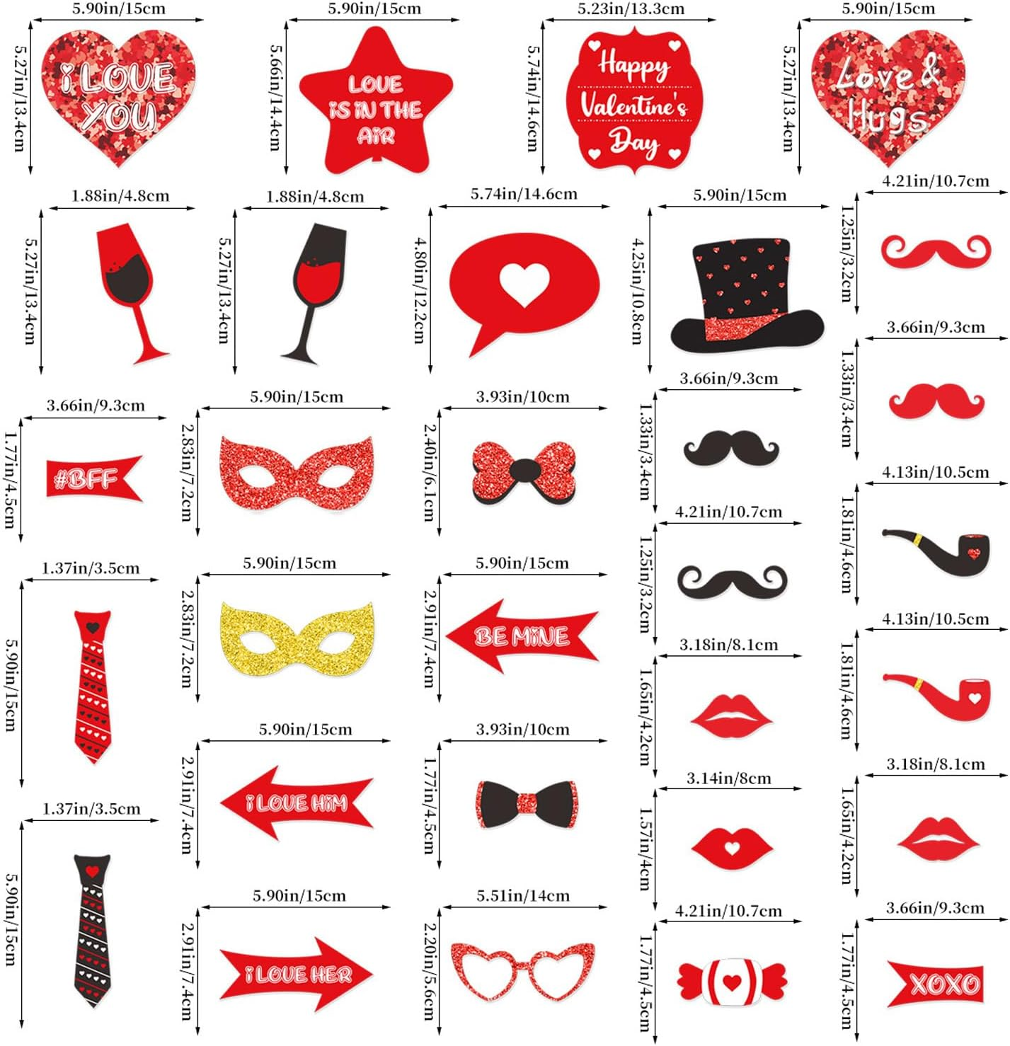 30Pcs Valentine'S Day Photo Booth Props, Selfie Posing Signs for Party Weddings Supplies Decoration image number 4