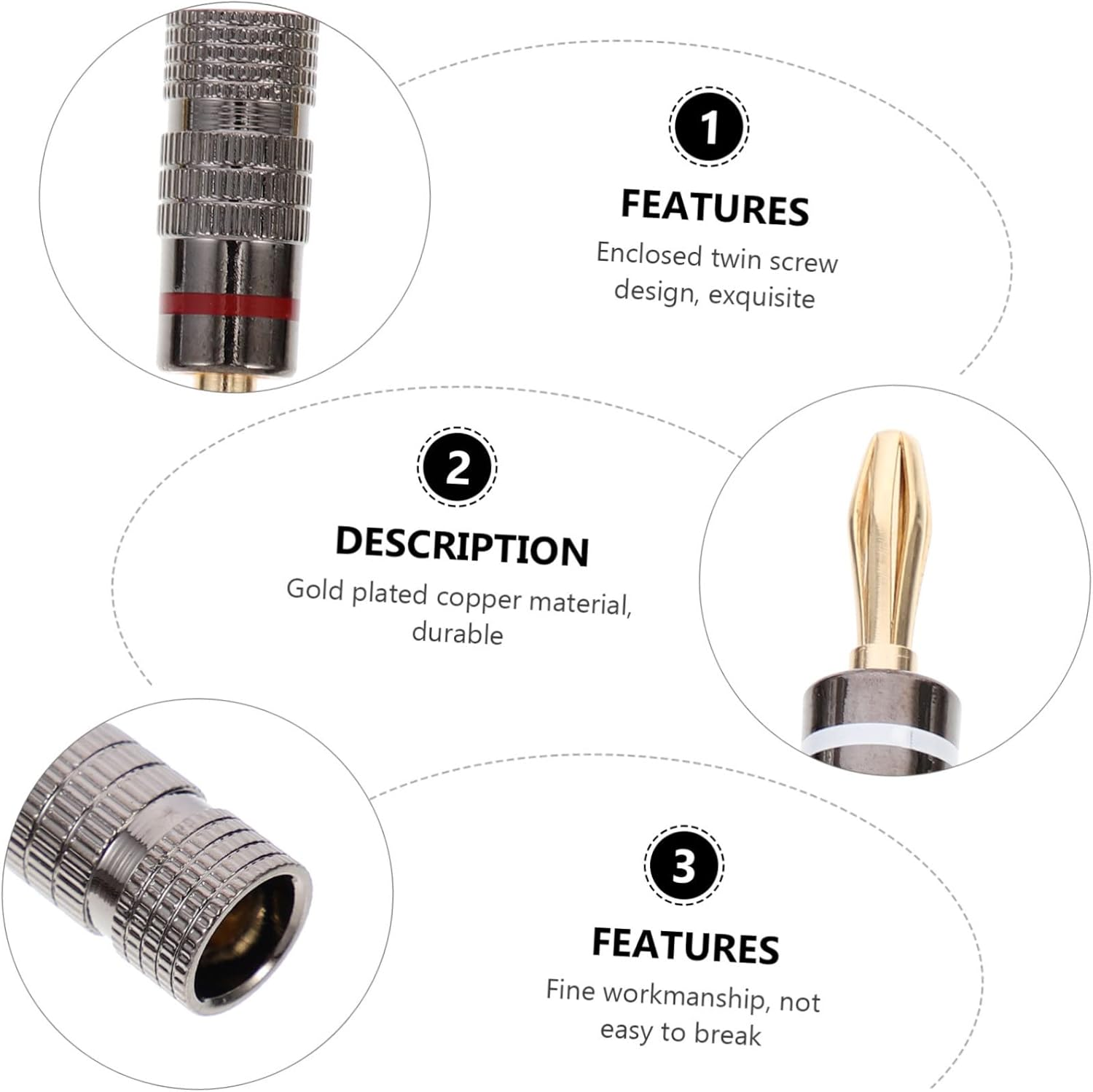 MOLUCKFU 10Pcs 4Mm Copper Banana Plugs Speaker Wire Connector Audio Jack for Hi-Fi Stereo Home Theater Sound Systems image number 4