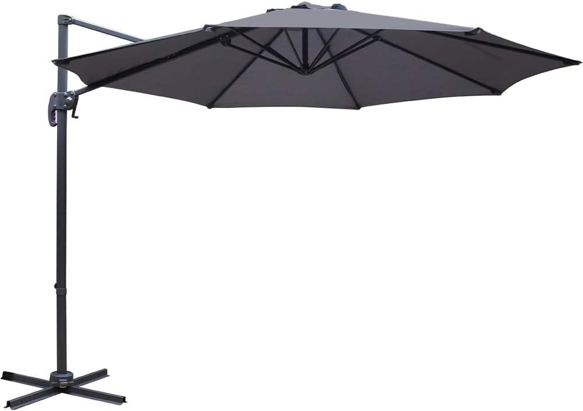 Instahut Outdoor Umbrella 3M Charcoal Cantilever Roma Umbrellas Stand, Sun Beach Garden Gazebo Canopy Home Patio Camping Tent, 360&deg; Rotatable Shading Water Resistant and UV