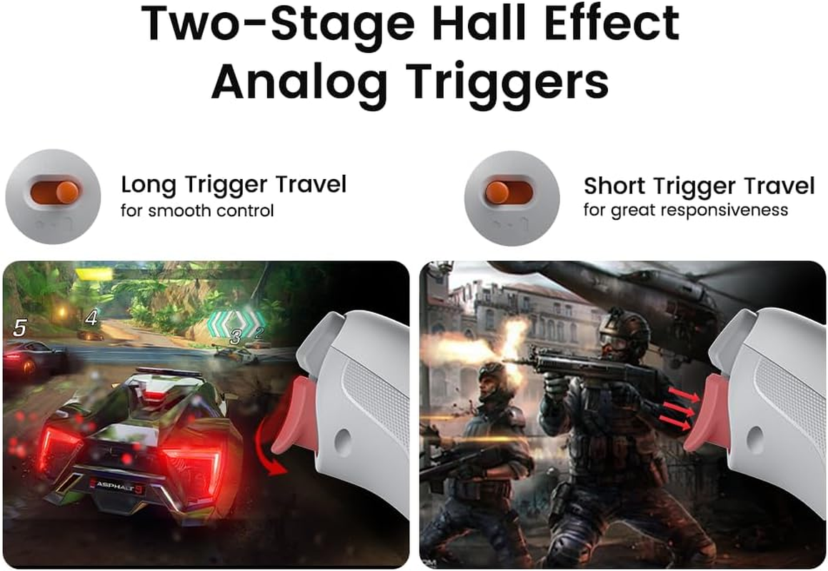 Gamesir Nova 2 Lite Wireless and Wired PC Controller, Bluetooth/2.4Ghz, 1000Hz Polling Rate Gamepad for Pc/Switch/Ios/Android, Hall Effect Joysticks, Trigger Stops, Back Buttons, Turbo, Black image number 6