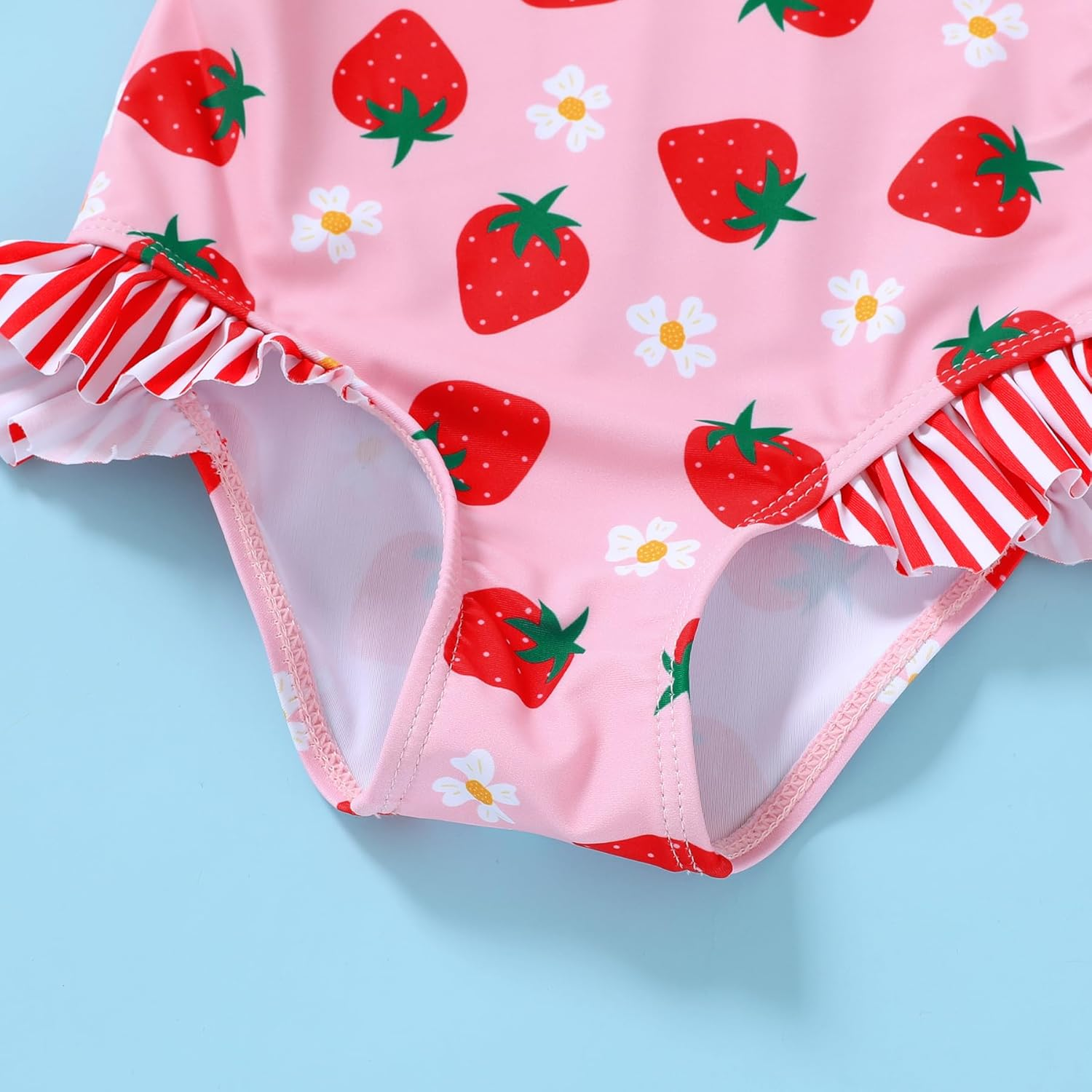 Tiny Cutey Toddler Girl Swimsuit Ruffled Stripe Sleeveless Swimwear One-Piece Baby Girl Bathing Suits image number 6