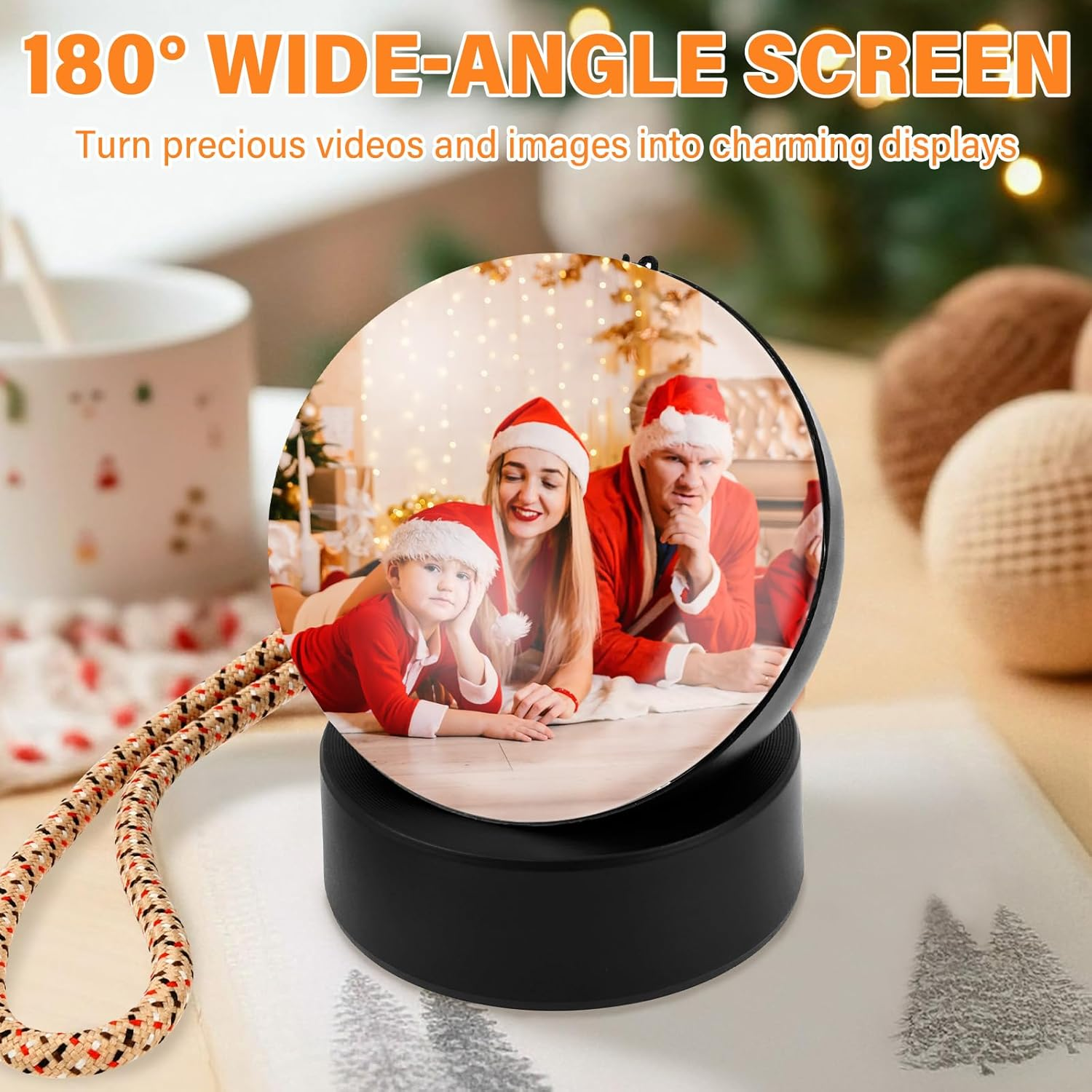 3D Memory Orb Video Crystal Ball Memory Sphere Lamp Rechargeable 180&deg; Wide Angle Video Player Ball with Base for Couples, Pets, Memories, Anniversary, Birthday (Black) image number 3