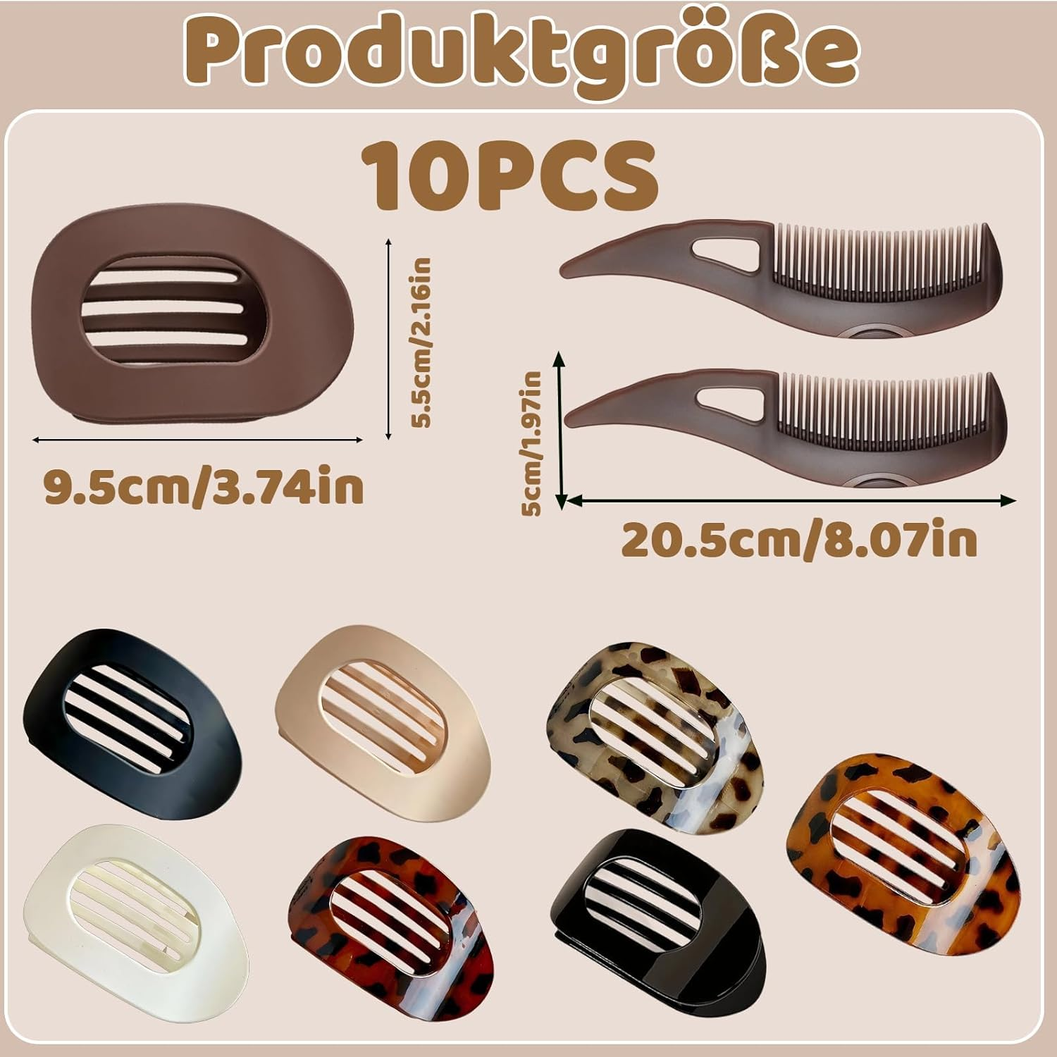 Women'S Hair Clips, Dandruff Comb and Hair Clip, Flat, Pack of 10 Flat Hair Clips for Scalp Care, Ideal for Travel and Daily Hair Care image number 4
