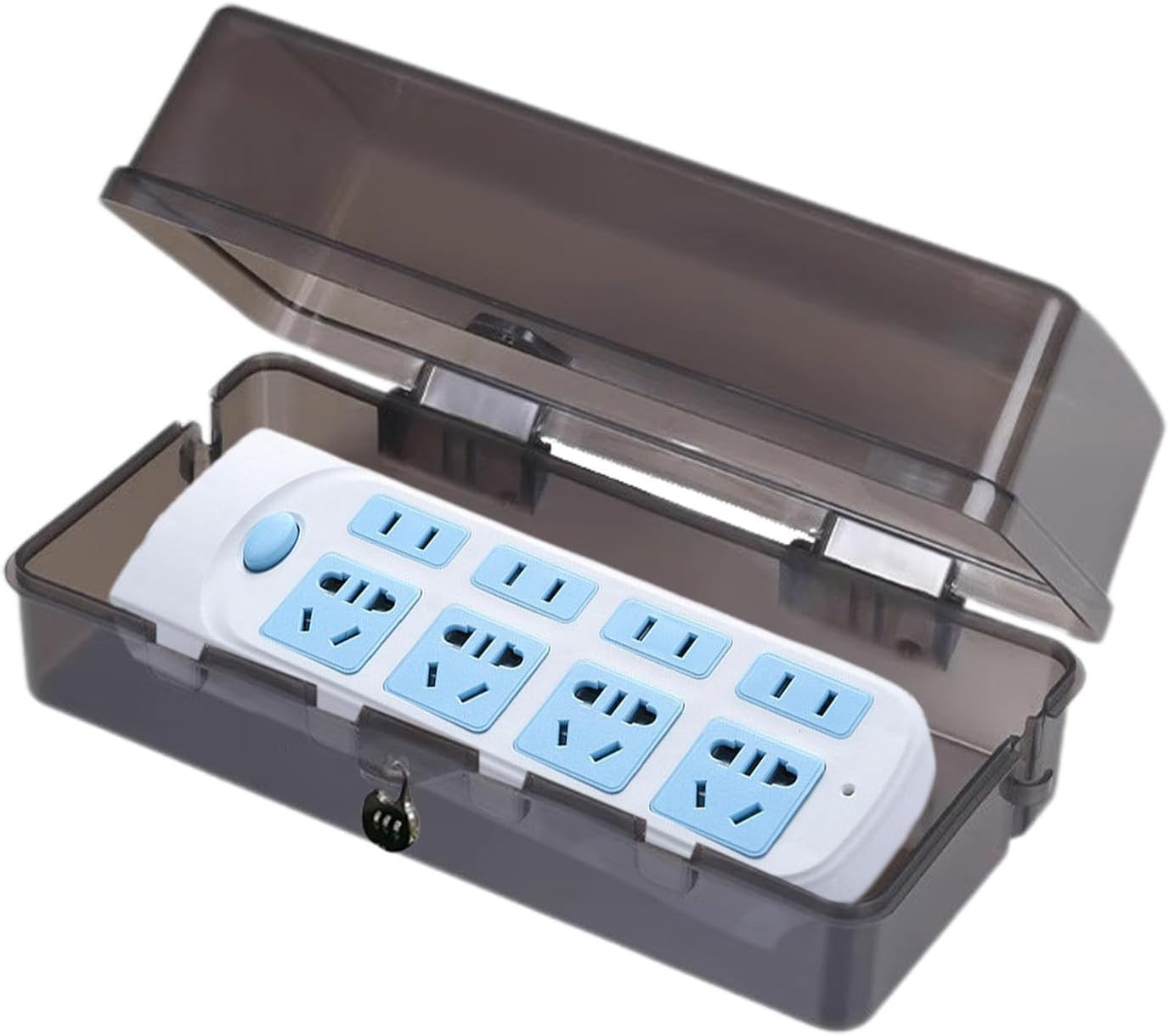 Generic Waterproof Cable Box Cover, 6 Outlet Holes Waterproof Electrical Box Cover, Lockable Outdoor Socket Box Rainproof Large Space for Socket Assistant, XV2S0LBRRQD5THD07 - White image number 7