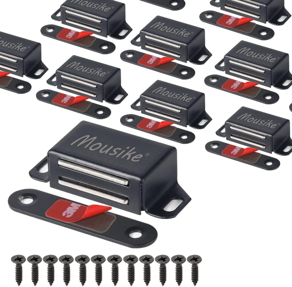Moosike Cabinet Magnets 30Lb Black Door Magnets with Strong Magnetic for Kitchen Cupboard Wardrobe Closet Cabinet Door Drawer Latch (Black 6Pack)