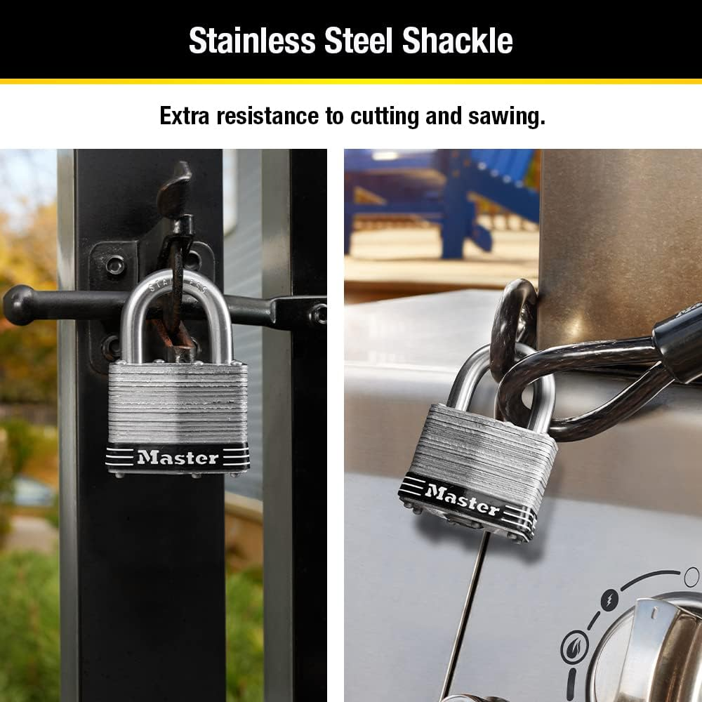 Master Lock Padlock, Laminated Stainless Steel Lock, 2 In. Wide, 5SST (Pack of 2-Keyed Alike) image number 3