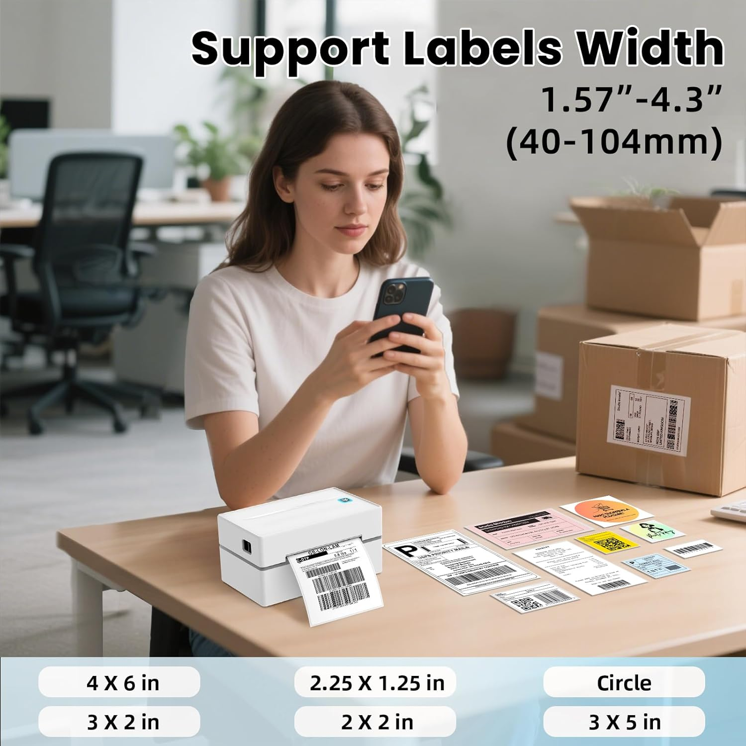 Anycash Bluetooth Thermal Shipping Label Printer, Wireless 4X6 Shipping Label Sticker Printer for Small Business and Office, Compatible with Android&Ios Windows, Used for Amazon, Shopify, Etsy USPS image number 1