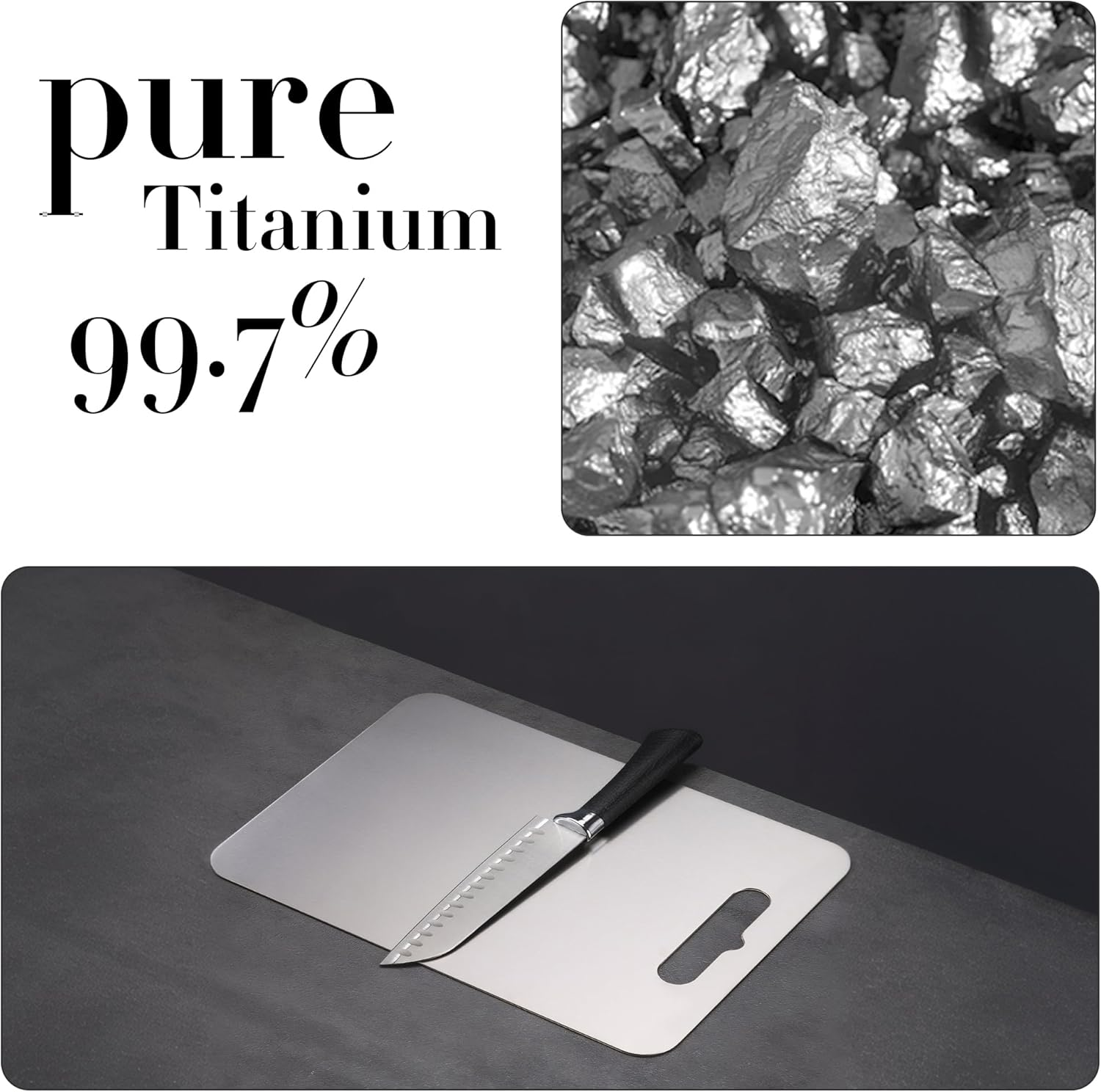TTFP Titanium Cutting Board - 99.7% Pure Titanium Chopping Board for Kitchen Cutting Board (Large) image number 1