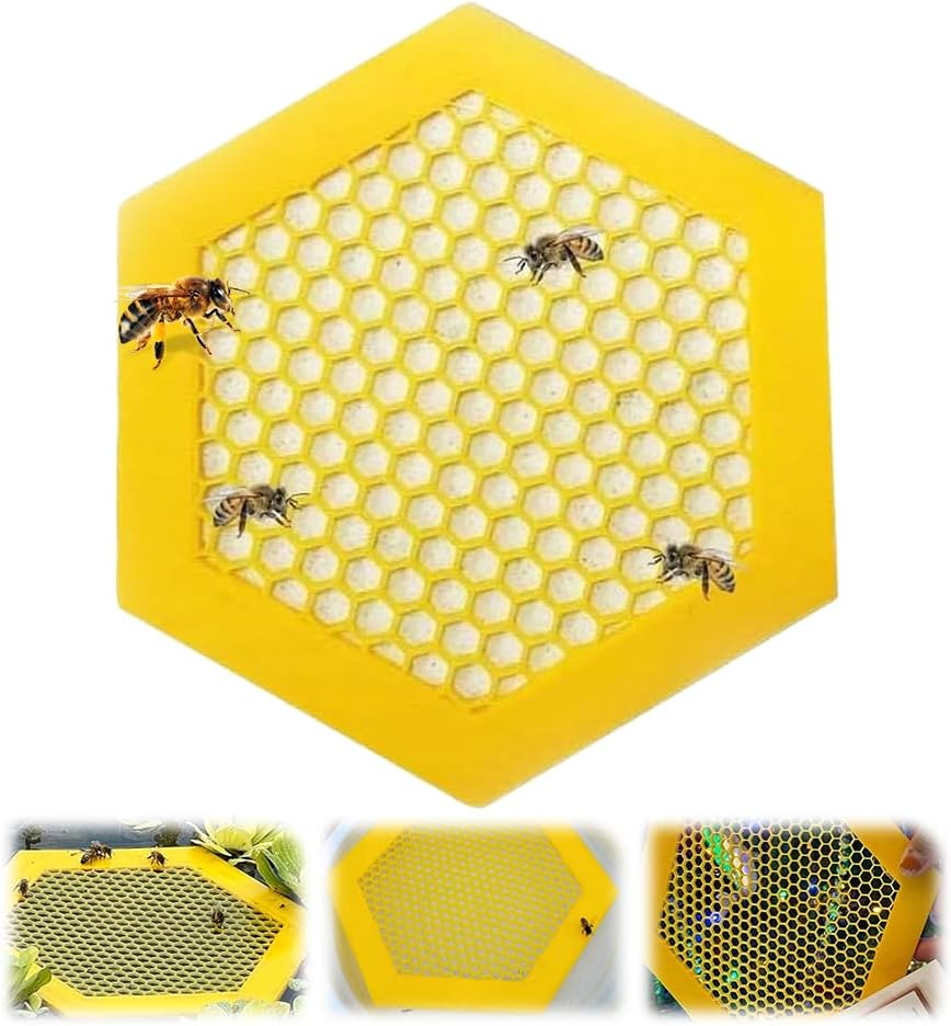 Floating Bee Island Bee Waterer,Bee Cups Bee Resting Area,2024 New Colorful Bee Waterer Butterfly Water Stations,Attract Bee for Garden (Yellow)