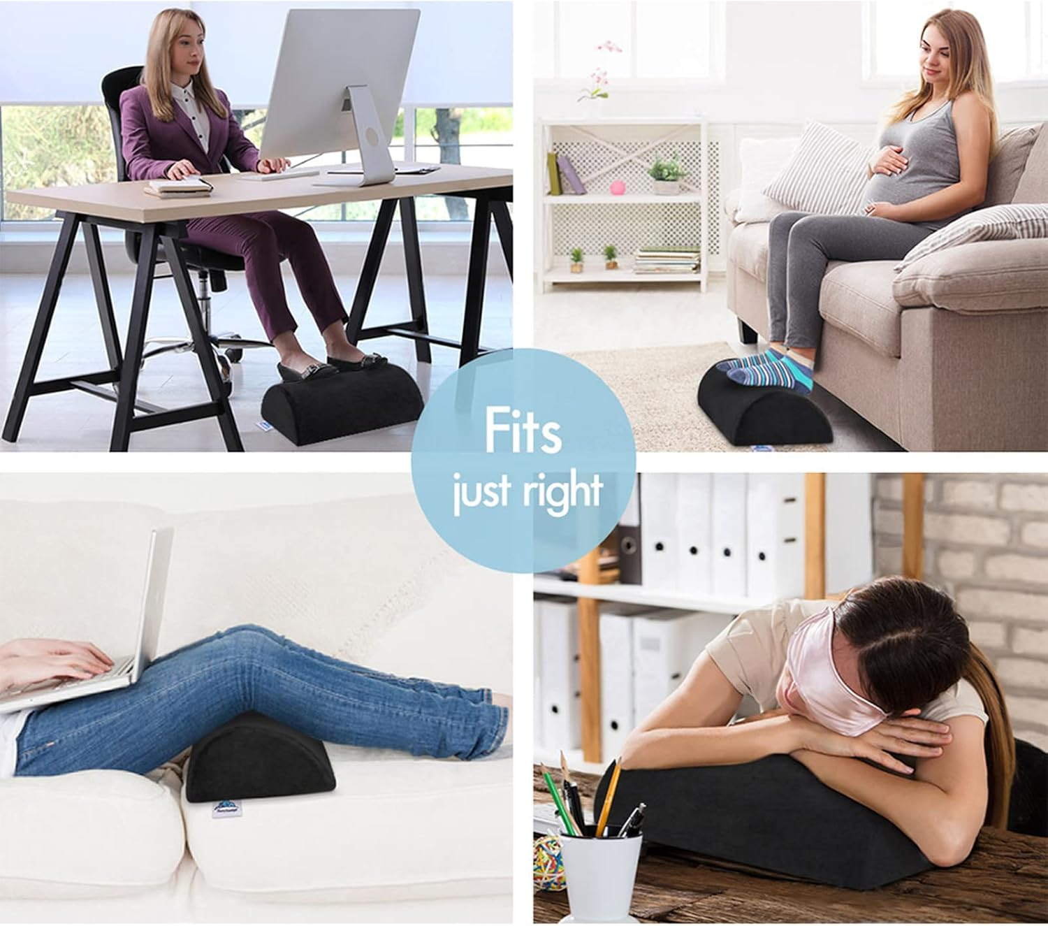 STARRY EUCALYPT Foot Rest under Desk with Removable Plush Cover, High Density Foam Foot Stool Cushion for Gaming Office Computer Chair, Ergonomic Home Desk Foot Pad Pillow for Leg Support(Black) image number 4