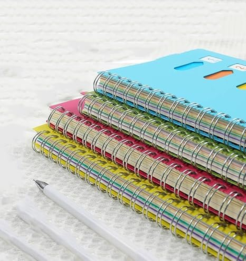 WEZCHUGHAOL 2Pcs A5 Wide Ruled Hardcover Tabbed Notebook Journal with Divider Tabs - 5 Subject Spiral Notebook, 480 Pages, Green, 5.5" &times; 8.3" (Blue Green) image number 4