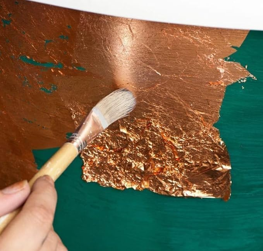 Metal Leaf Sheets Imitation Gold,Silver,Copper Leaf Sheet for Arts, Gilding Crafting, Painting, Furniture Decoration, Oose Leaf Interleaved (Rose Gold) image number 5