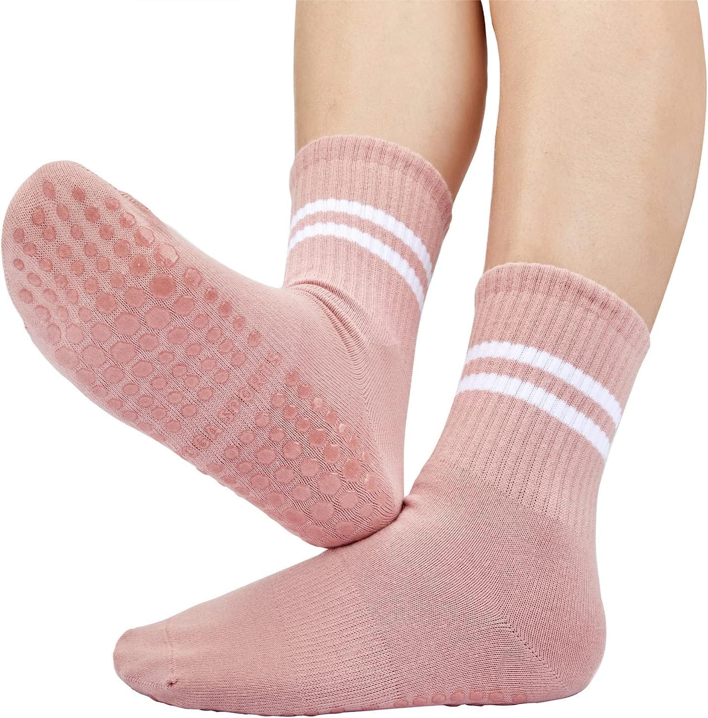 Grip Pilates Socks for Women Non Slip Yoga Socks Open Top Athletic Socks for Barre Ballet Barefoot Workout Hospital image number 2