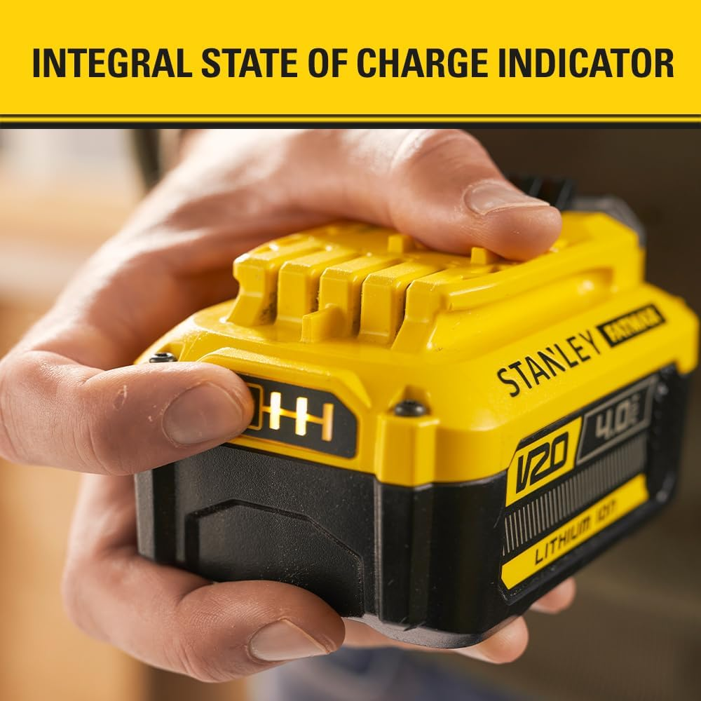 STANLEY FATMAX V20 | 18V 4.0Ah Lithium Battery - State of Charge Indicator, Compact Lithium-Ion Power for All V20 Tools
