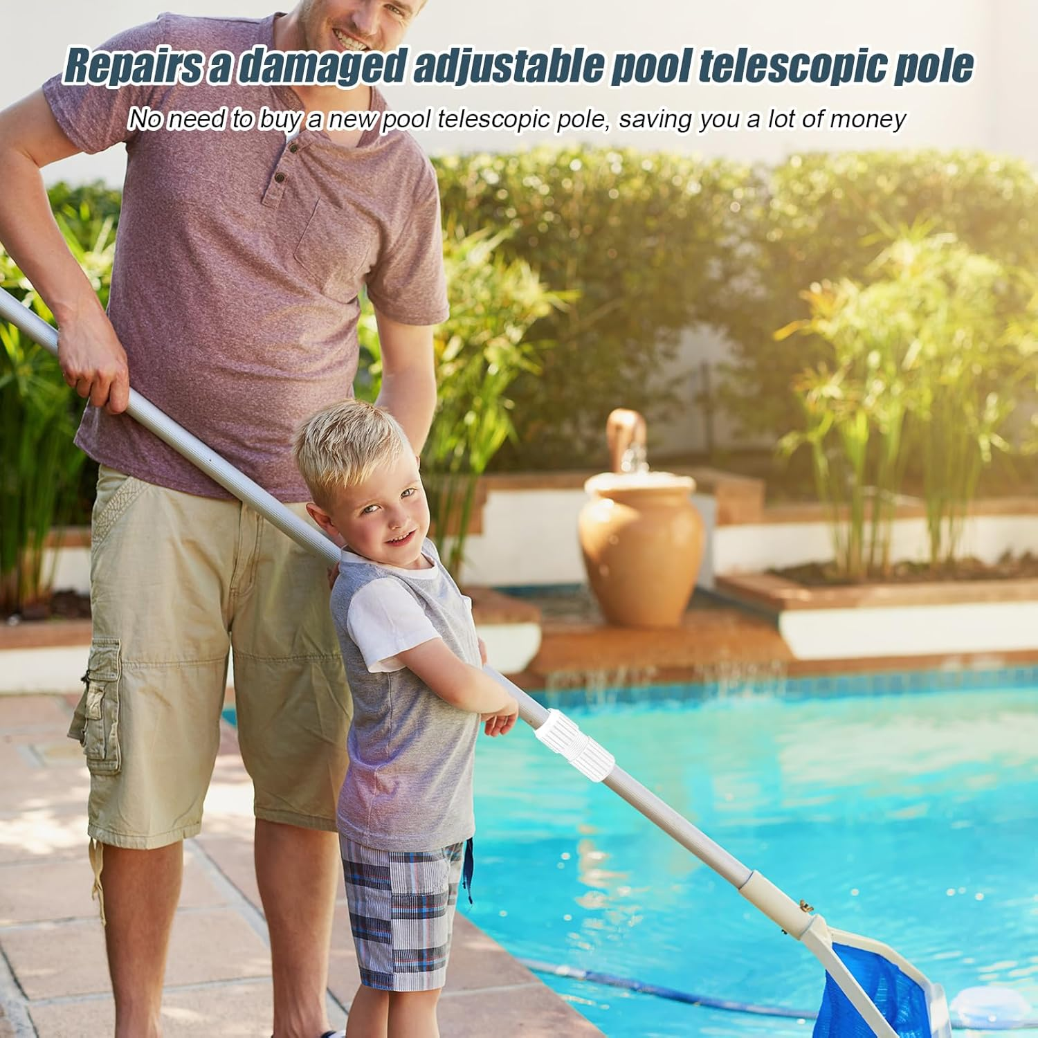 2Pcs Pool Pole Cam Locks Replacement, White Swimming Pool Telescoping Pole Lock Pool Pole Parts Universal Extension Pole Connector Telescopic EZ Cam Lock Accessories for Repairing Fixing Pool Pole