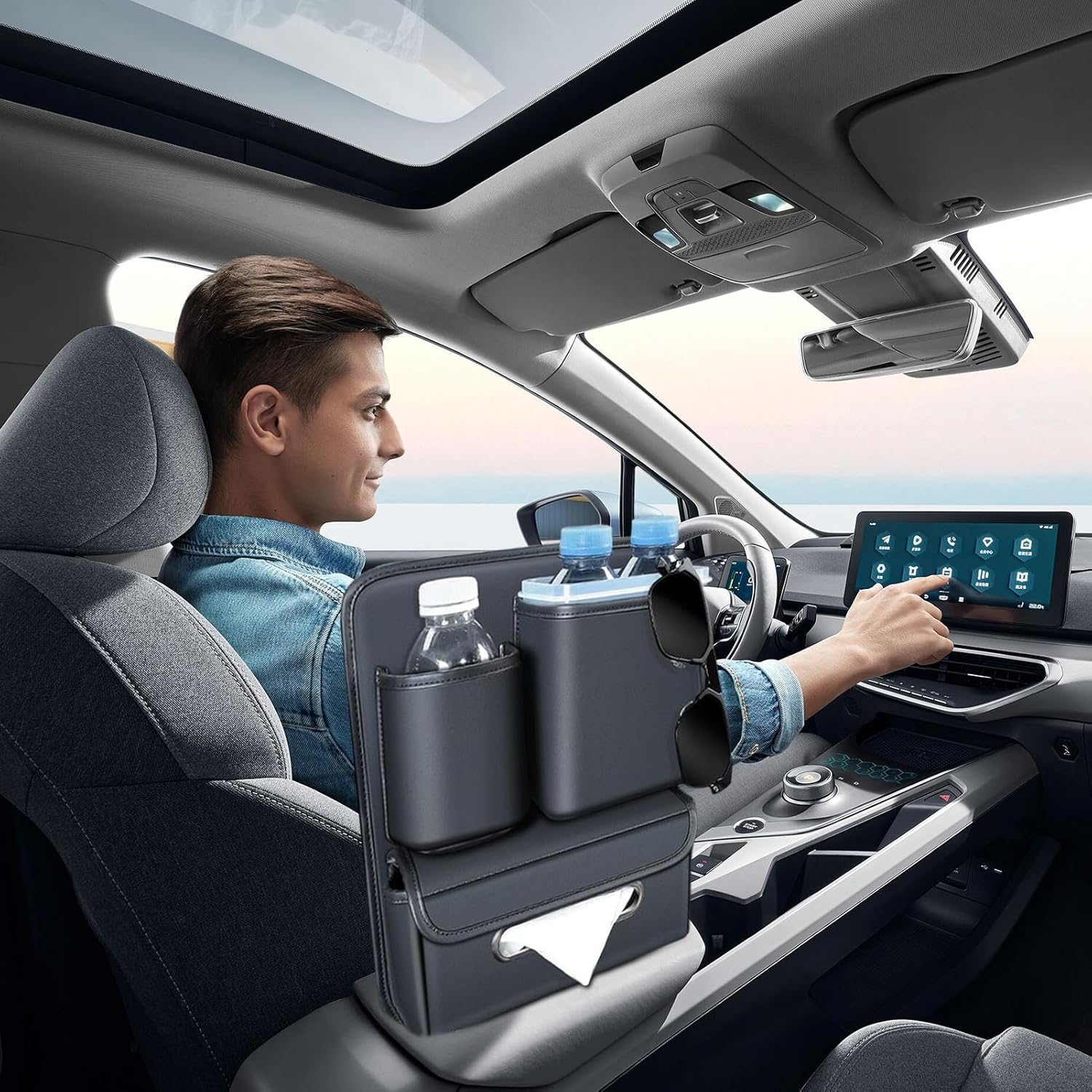 Between the Seat Car Organizer | Document Phone Storage Holder,Multipurpose Seat Organizer for Water Cup Tissue Umbrella Handbag Document Men Women Family Outing Camping Travel Road Trip image number 5