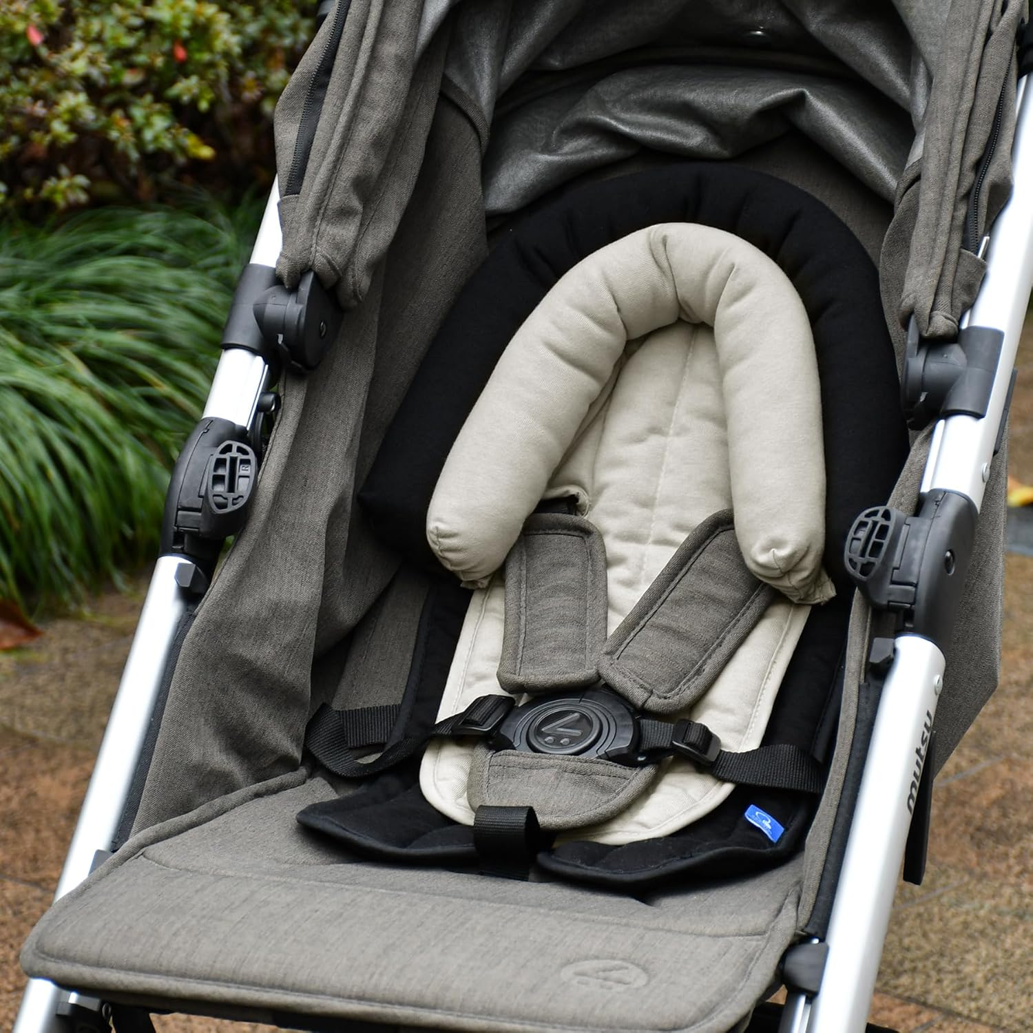 COOLBEBE Upgraded 2-In-1 Head & Body Supports for Newborn Infant - Extra Soft Breathable Car Seat Insert Cushion Pad, Perfect for Carseat, Stroller, Swing, Bouncer Black, CBHS-003B