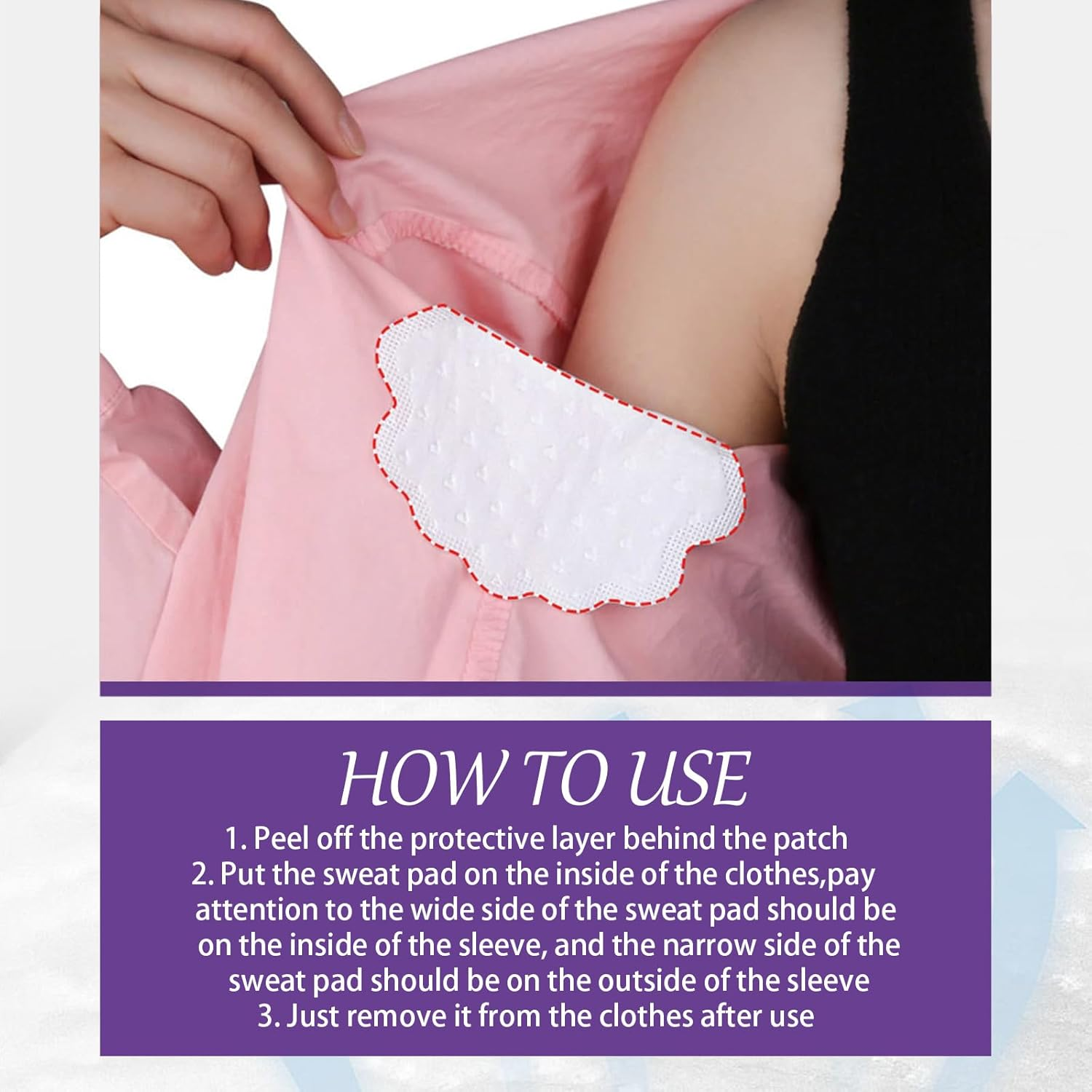 Instant Dry Underarm Sweat Pads, Disposable Armpit Perspiration Patches, 20 Pack, White image number 5