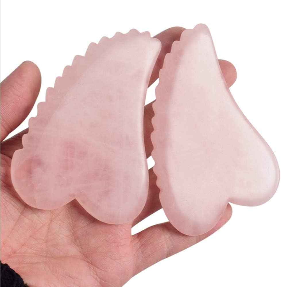 Gua Sha Facial Tool with Comb Edge - Rose Quartz Scraping Massage Board for SPA Acupuncture Therapy (Heart Shape) image number 4