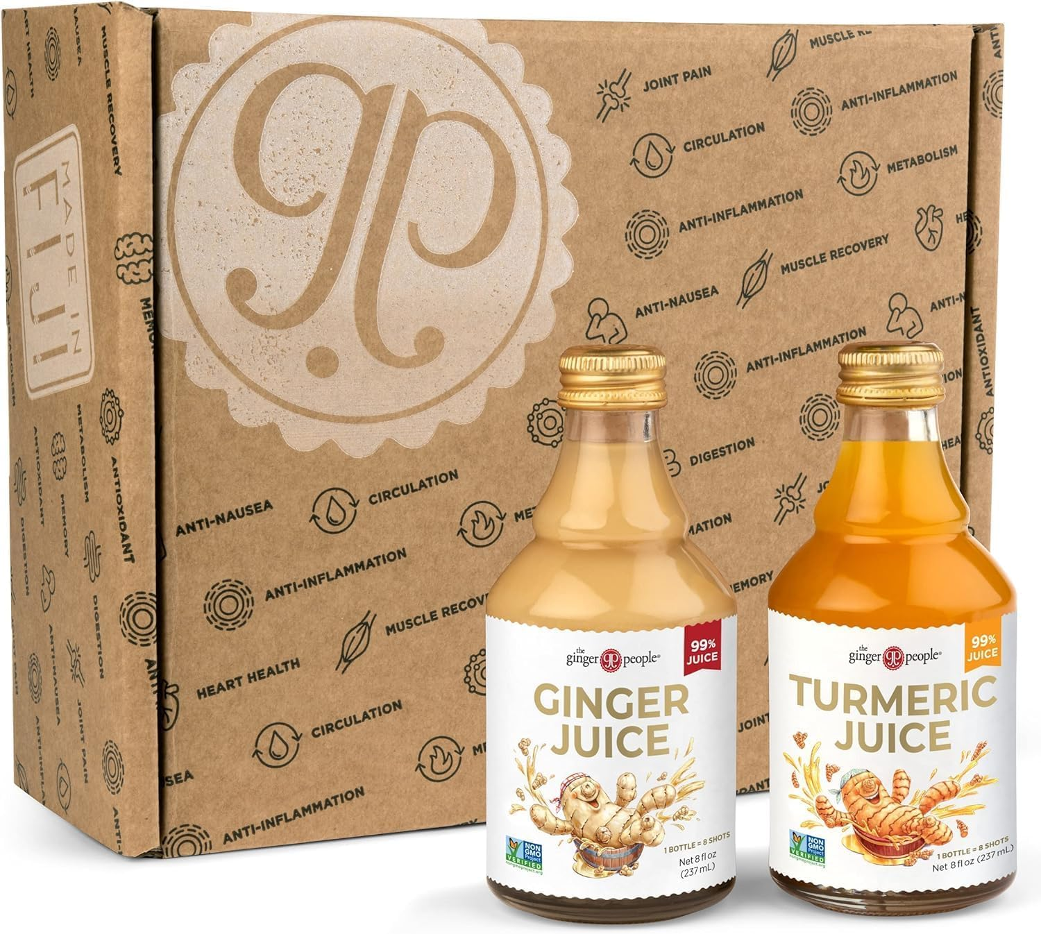 The Ginger People&reg; Ginger & Turmeric Juice Set | Digestion + Anti-Inflammatory | 237Ml (Pack of 2) image number 1