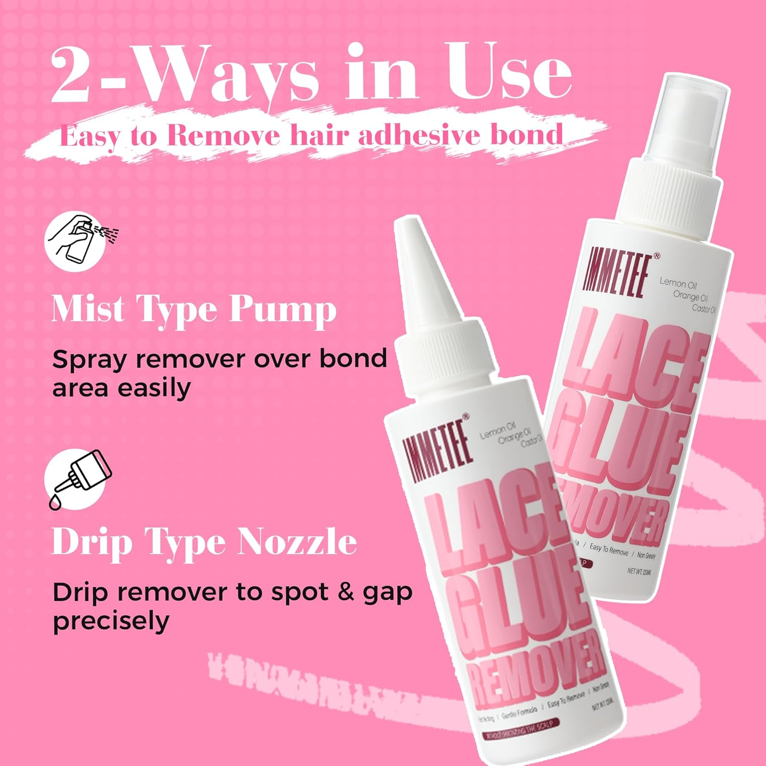 Immetee Tape in Extension Remover Spray, Fast Acting Hair Extensions Wig Glue Remover, Tape in Remover 4Oz/120Ml image number 5