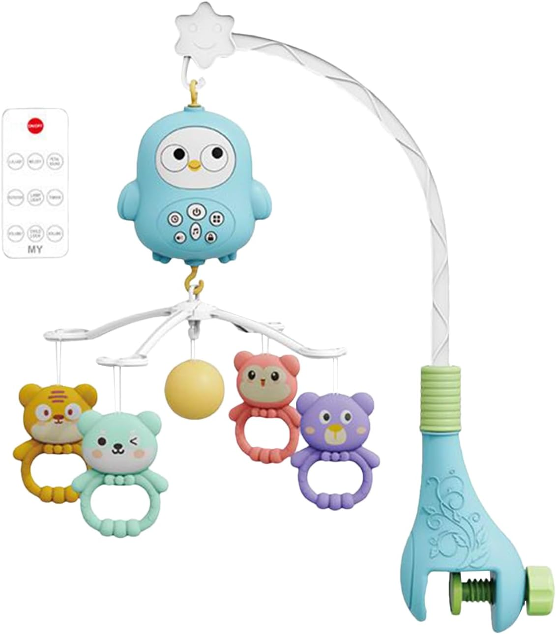 Crib Mobile - Baby Crib Mobile with Music | Musical Nursery Mobiles | Portable Travel Bed Toys | Cartoon Rattles | Toddler Bassinet Rattle Bed Bell for Nursery Bedside Playpen Girls Boys