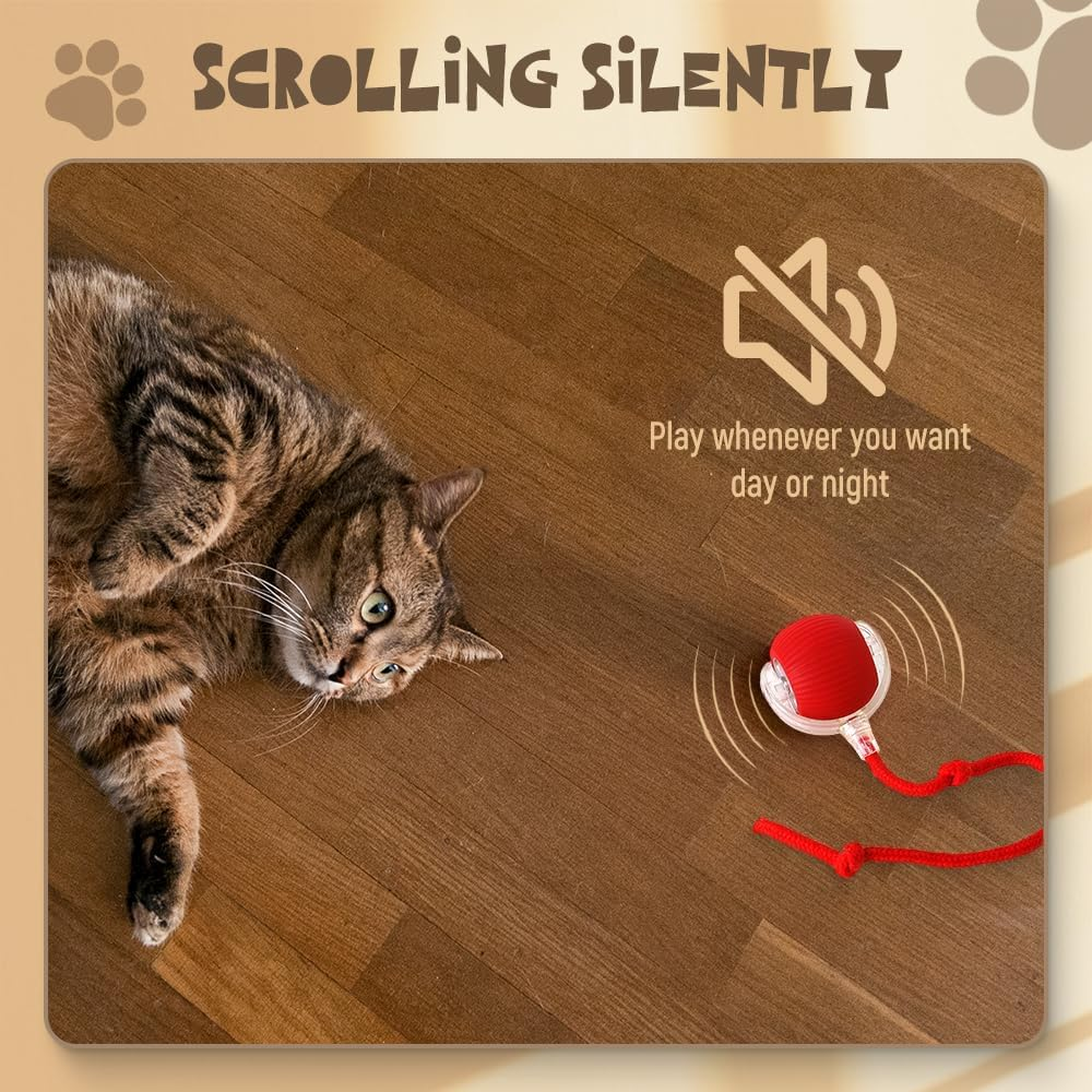Cat Toys Rolling Ball Dog Ball, 2025 Upgrade Self Rolling Dog Ball Interactive Cat Toys Automatic Cat Toy Self Moving Dog Toys, 360&deg; Smart Automatic Rolling Ball Toys for Pets (Gray) - Gray+Green image number 4
