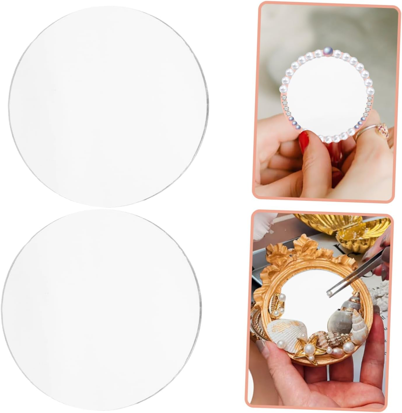NOLITOY Small Mirrors Glass Mirror Sheets 10Pcs round 1.97In for Makeup and Beauty Enthusiasts Portable Easy-To-Use Home and Travel image number 2