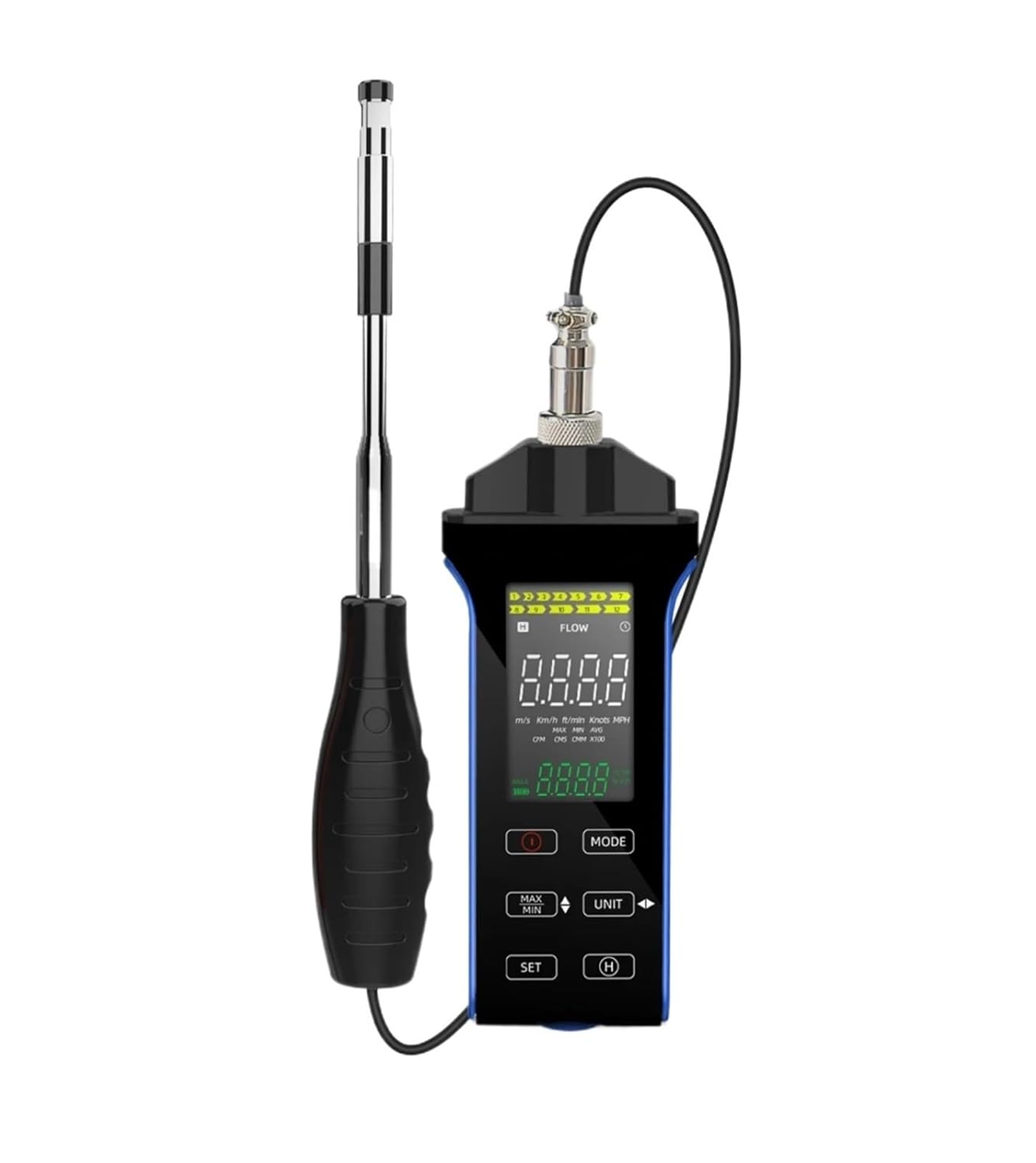 Digital Anemometer, High Precision Wind Speed Temperature Velocity Tester with Retractable Sensor Range0.1-30M/S image number 2