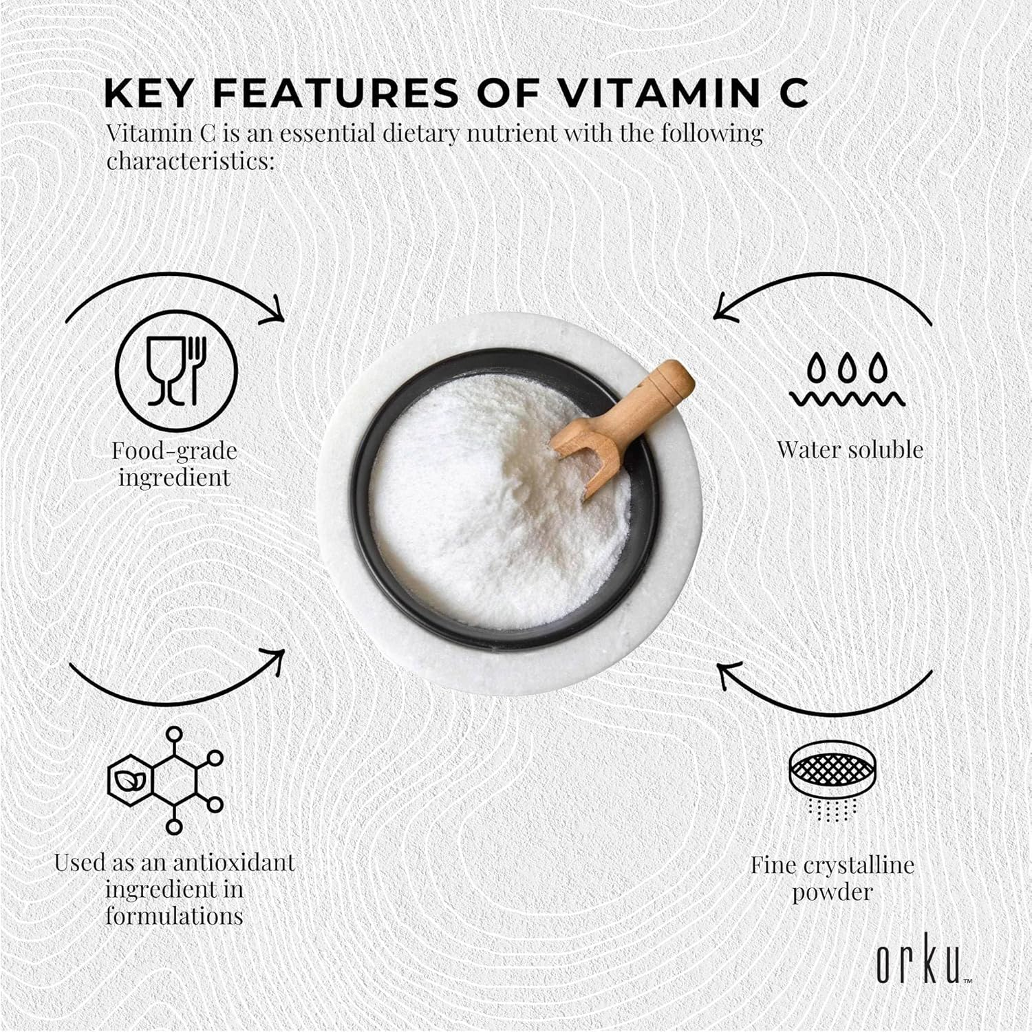 Orku 2Kg Vitamin C Powder Pure L-Ascorbic Acid - USP Grade Non-Gmo image number 2