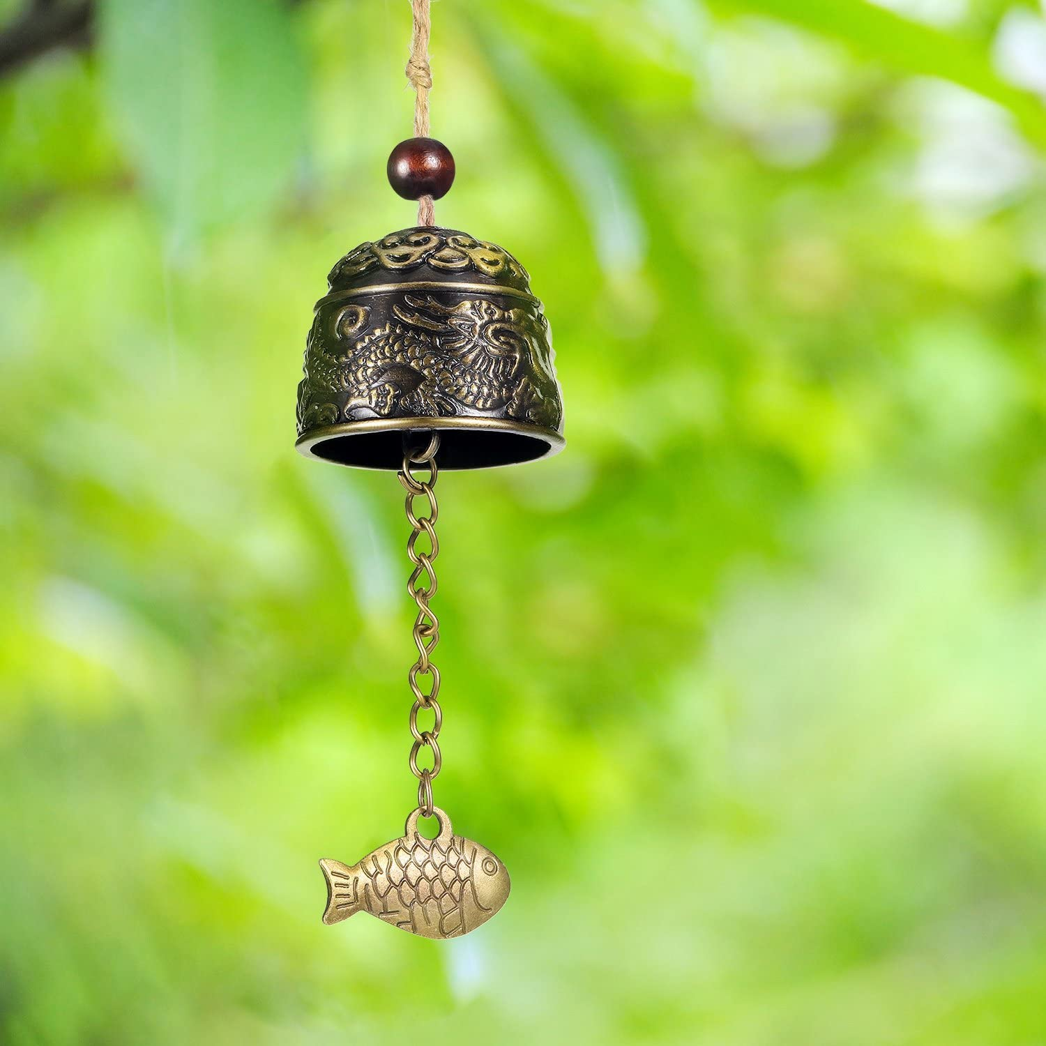 Chuangdi 2 Pieces Fengshui Bell Vintage Dragon Bell Fengshui Wind Chimes Good Luck Hanging Bell for Home Garden Good Luck Blessing Patio Yard Indoor Outdoor Front Door Decorations image number 1