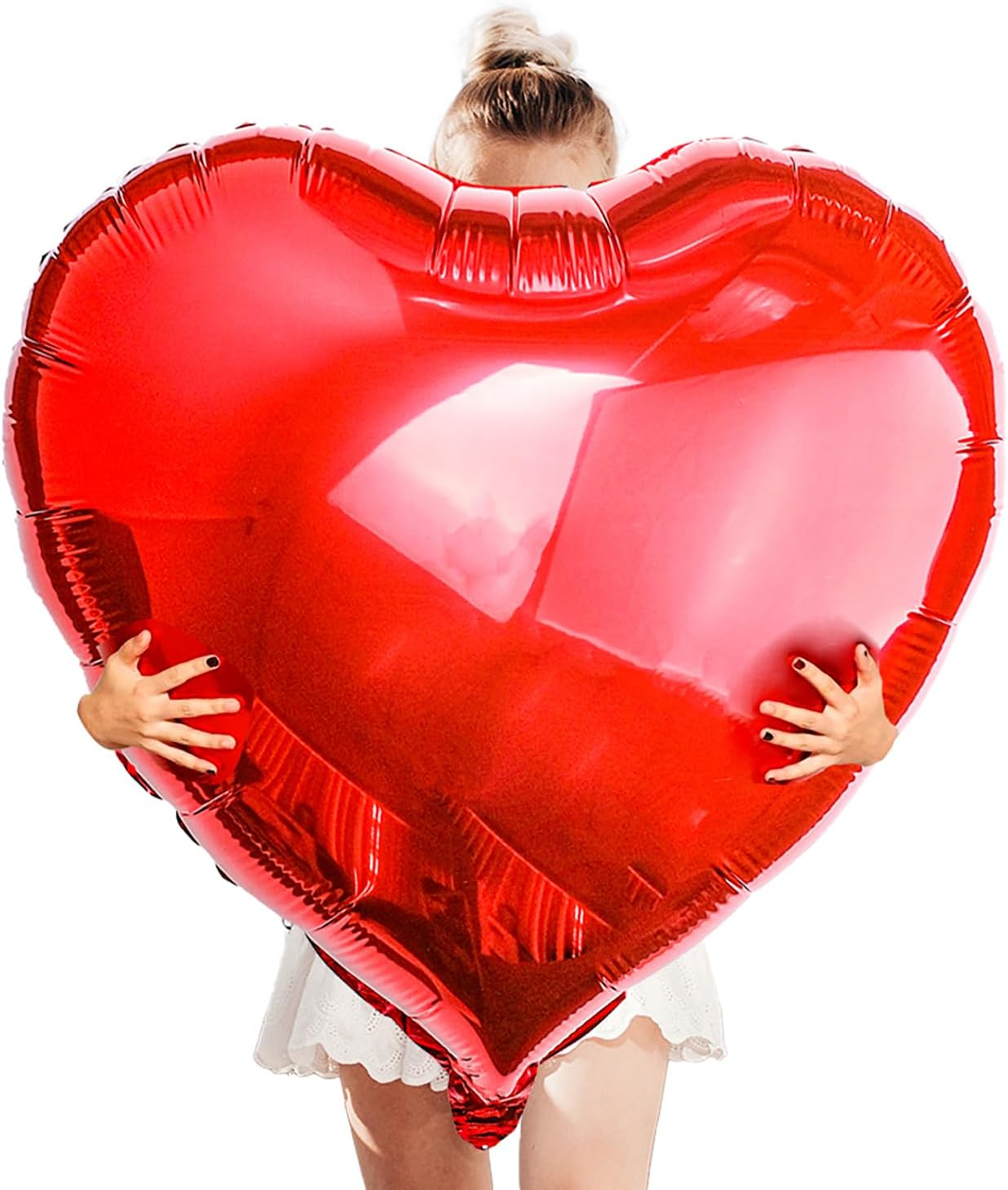 36 Inch Huge Foil Heart Balloon Red Pack of 4, Mylar Aluminium Giant Jumbo Heart Foil Decoration for Girl Valentine'S Day Surprise Birthday Red Theme Mother'S Day Wedding (36 Inch Red Heart, 8) image number 4