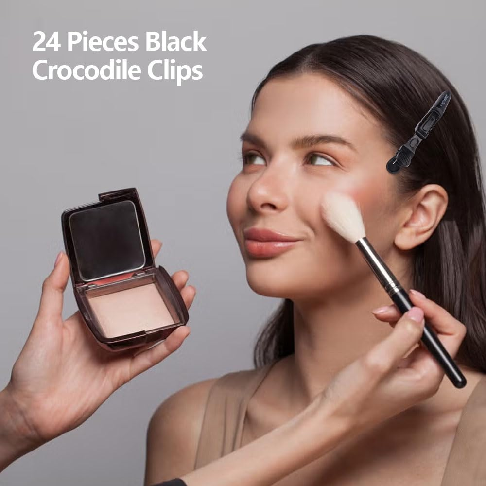 Hairdresser Hair Clips, 24 Pieces Plastic Hair Clips, Professional Alligator Clips for Salon, Black image number 3