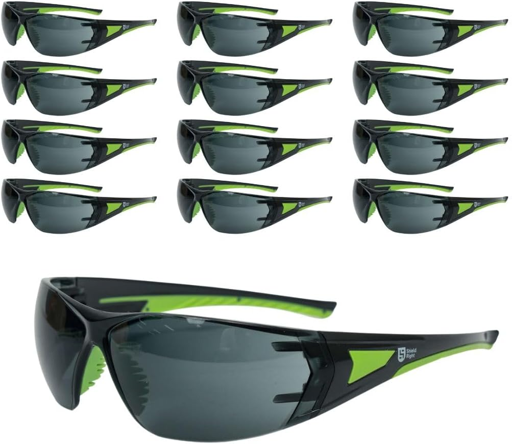 Shield Right Pro Safety Glasses, Anti-Fog and Scratch Resistant Wrap around Lenses, Adjustable Nose Pads, AS/NZS 1337.1:2010 Certified Safety Glasses,100% UV Protective Eyewear