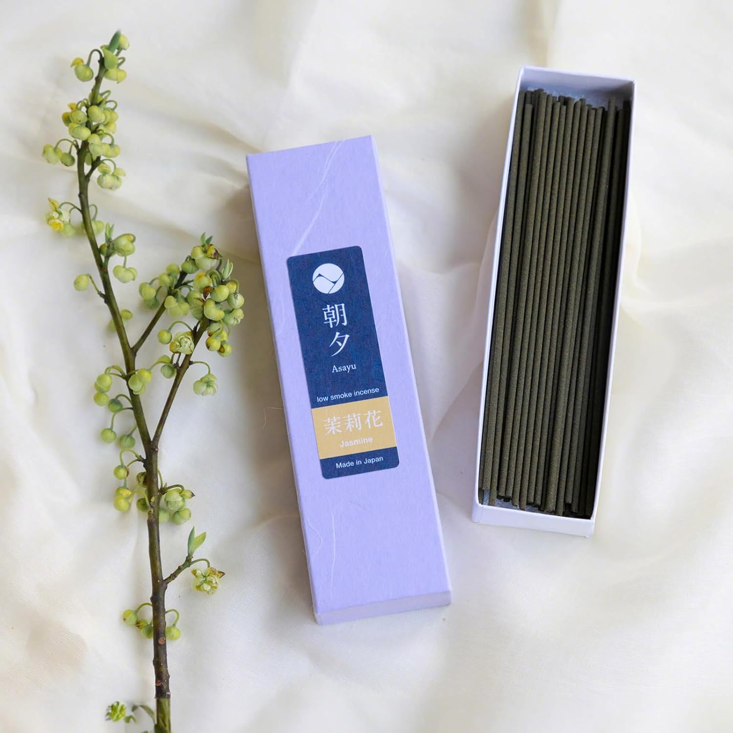 Asayu Japanese Low Smoke Incense Sticks Jasmine Scent (1.41Oz), Made in Japan Quality - Jasmine 20G