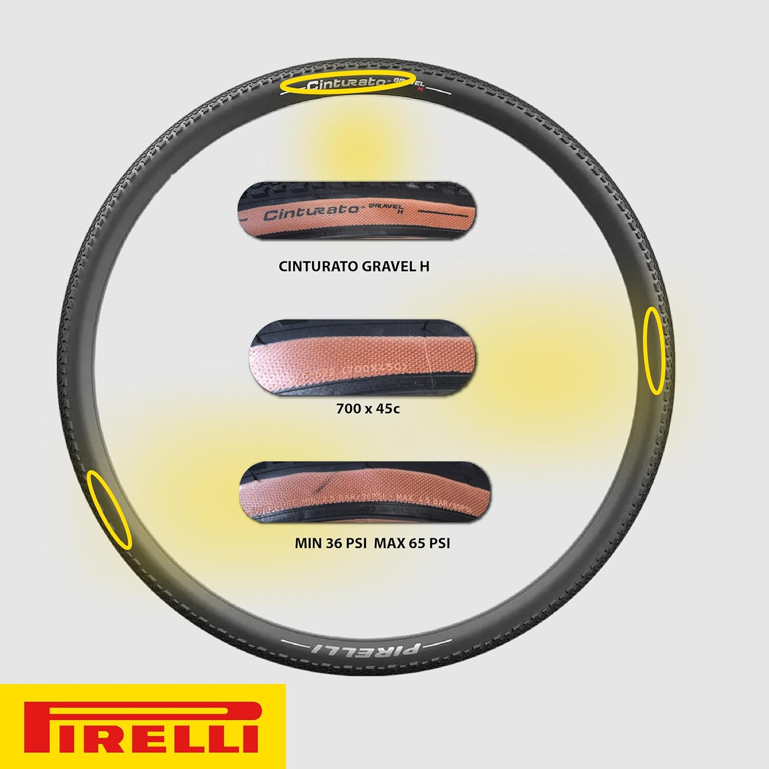 Pirelli Cinturato Gravel H Bike Tire, Hard Gravel Surfaces, Tubeless Ready Clincher TLR, Grip & Adapt, Advanced Puncture/Cut Protect, (1) Tire, Black or Tan Sidewall / 700C or 650B Sizes image number 4
