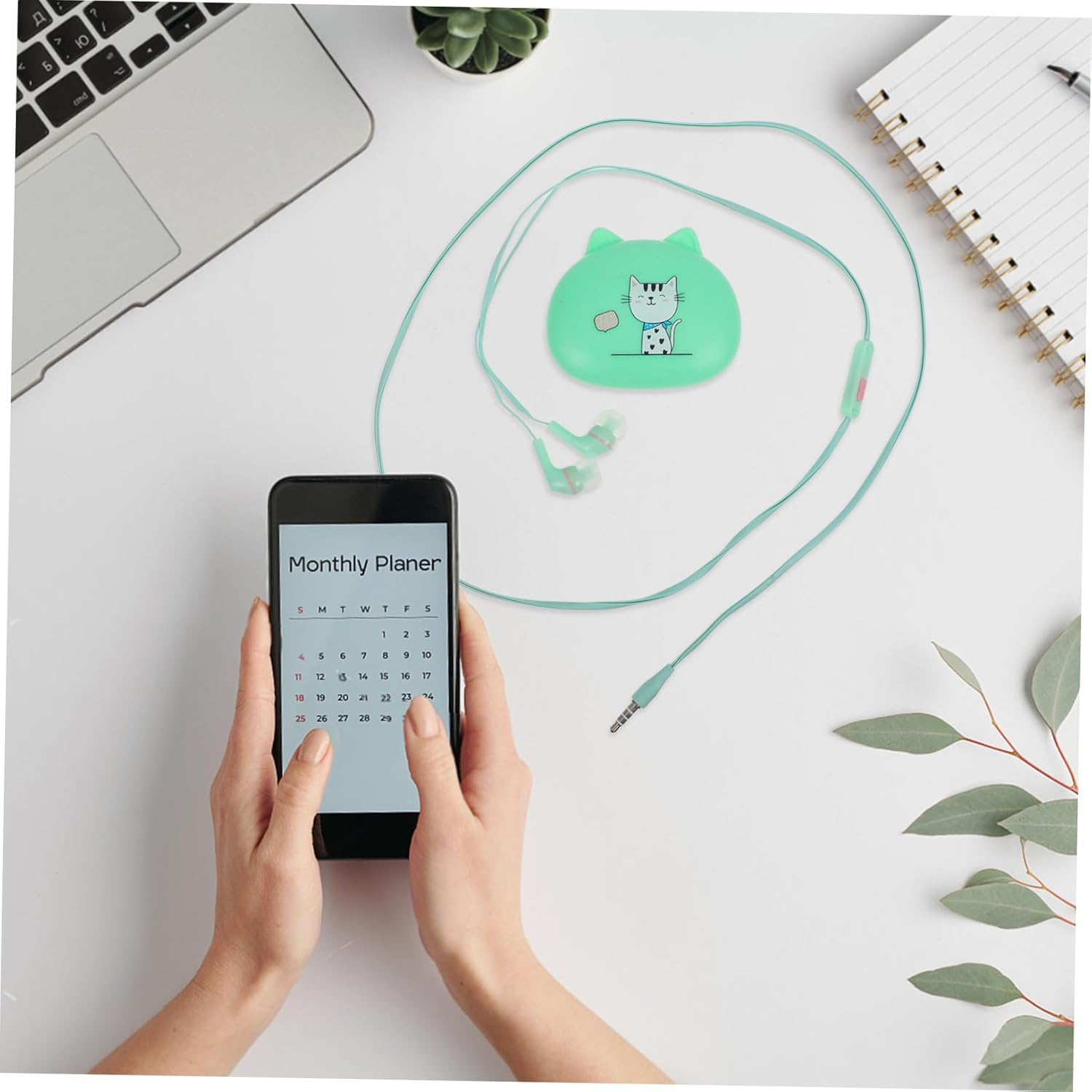 ROMISBABA In-Ear Corded Earphones Microphone for Phones, Portable Wired Earbuds, Green, Compatible Mobile and Computer Use image number 2